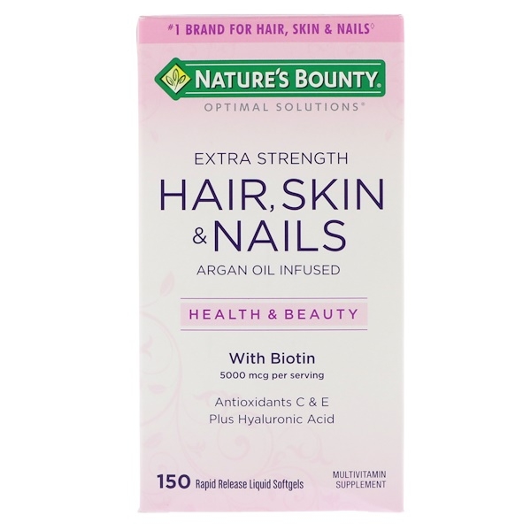 ส่งฟรีลงทะเบียนมีพร้อมส่งค่ะ Natures Bounty Optimal Solutions Hair Skin & Nails Extra Strength 150 Rapid Release Liquid Softgels