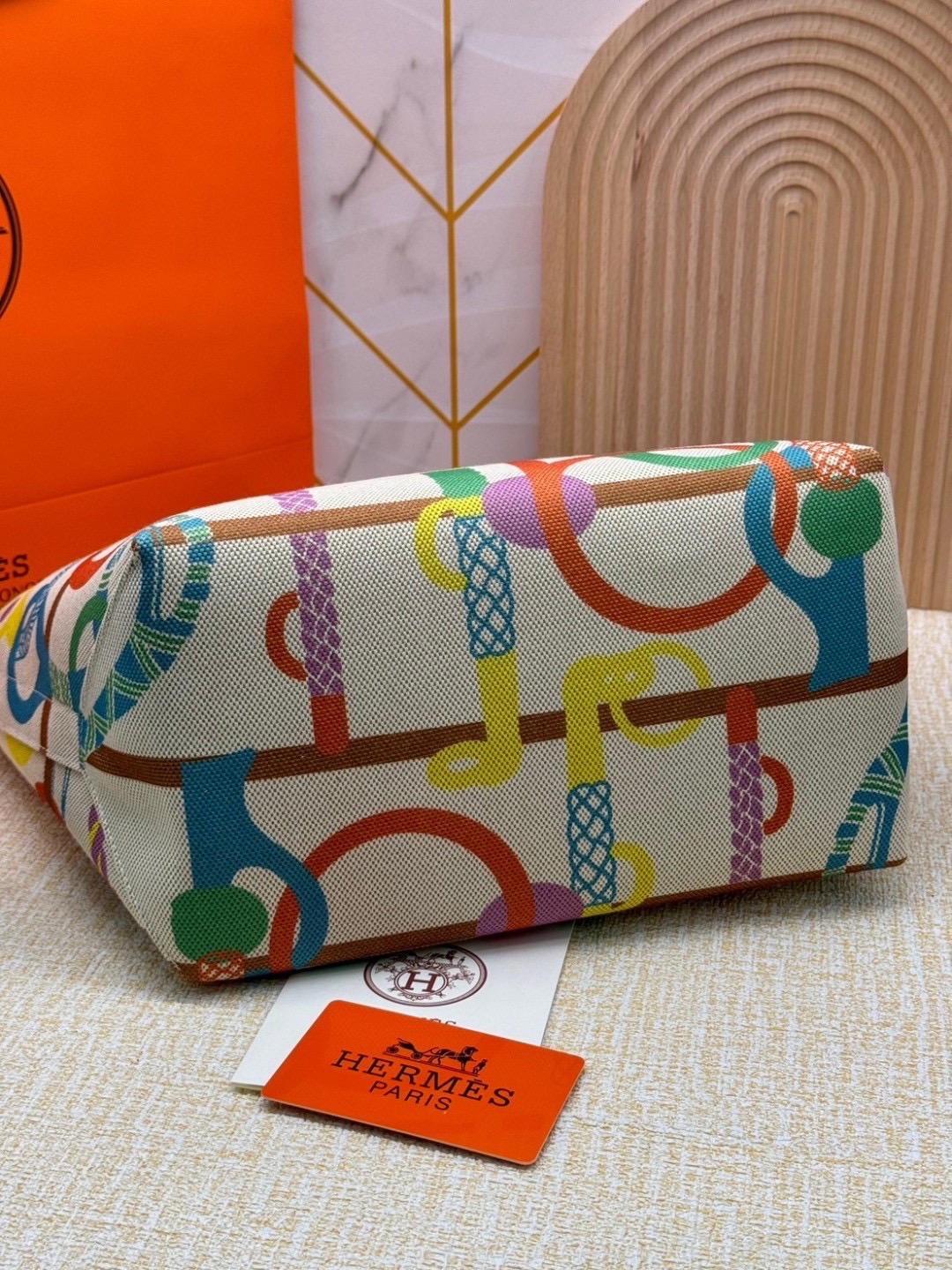 HERMES Steeple Tote Bag / H Steeple canvas tote bag 30cm กระเป๋าทรงโท้ทแคนวาสอย่างดี พิมพ์ลายคมชัด ลายใหม่สวยหรู เกรดออริ สลับแท้