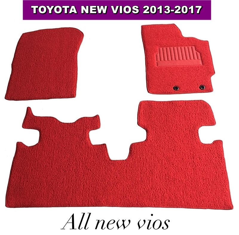 พรมดักฝุ่นไวนิลTOYOTA VIOS 2013-17 สีแดง สวยงาม เข้ารูป (3ชิ้น)
