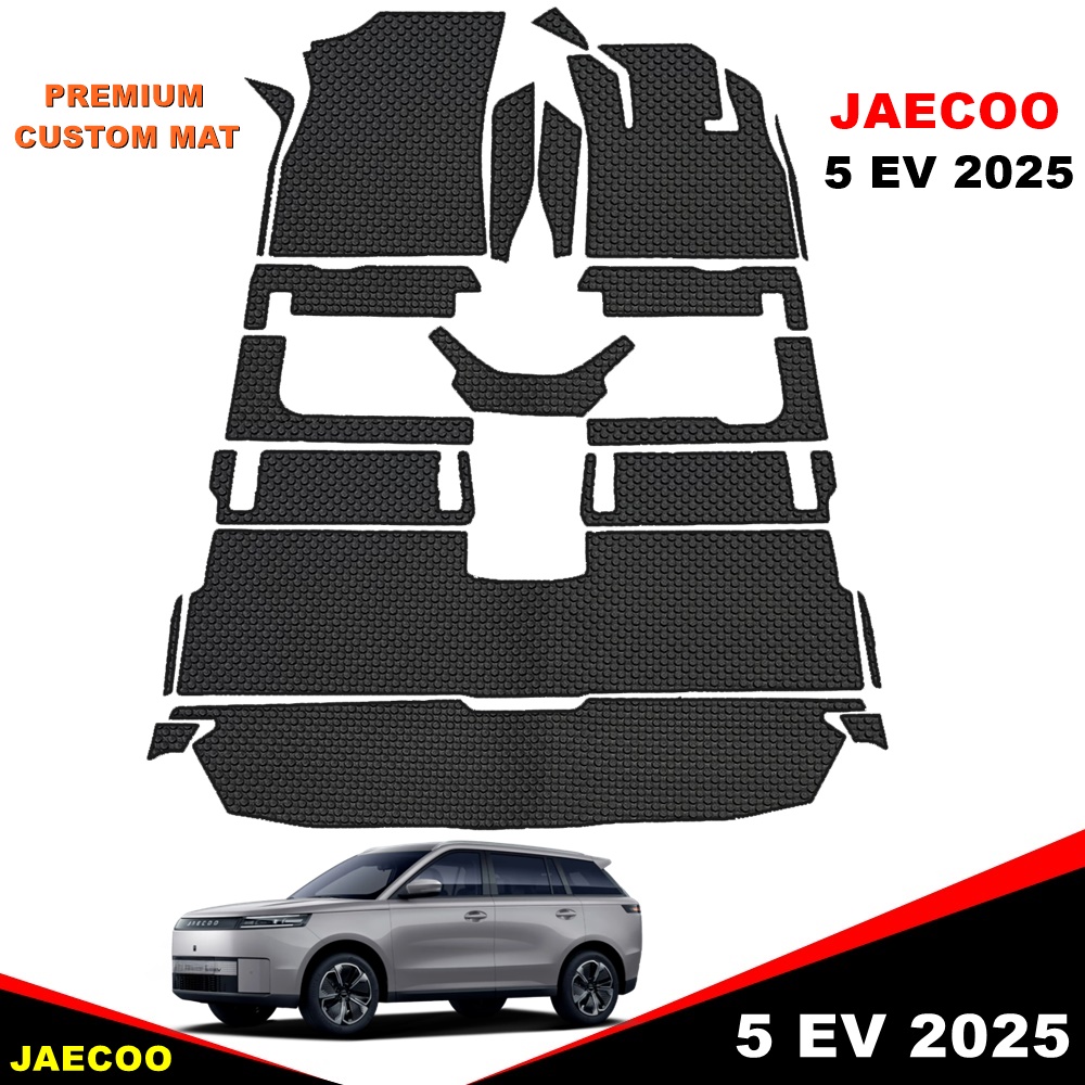 ยางปูพื้นเข้ารูป JAECOO 5 EV ปี 2025 ลายกระดุมเม็ดเล็ก PVC เนี้ยบ ทน สวย คลุม เต็มคัน