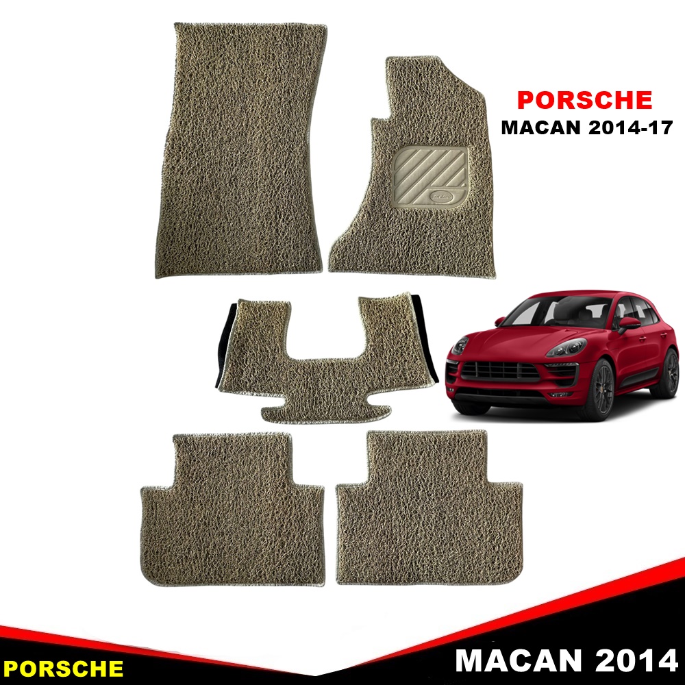 พรมดักฝุ่นไวนิล PORSCHE MACAN 2014-17 พรมดักฝุ่นในรถ ปอร์เช่ มาแคน สีครีม เข้ารูป 5ชิ้น