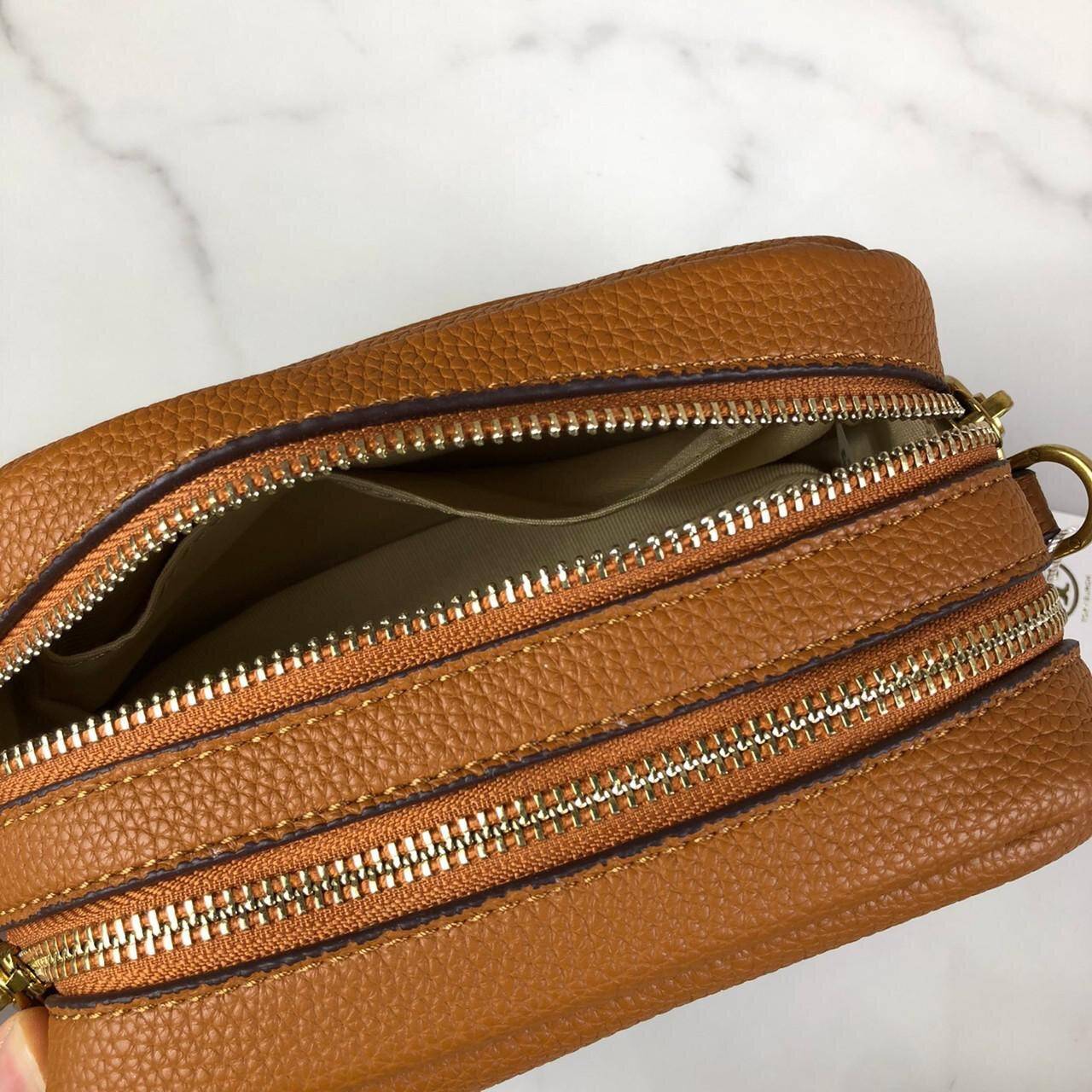 ของแท้ 💯% Tory Burch Perry Bombe Mini Leather Crossbody กระเป๋าสะพาย 2 ช่องซิป