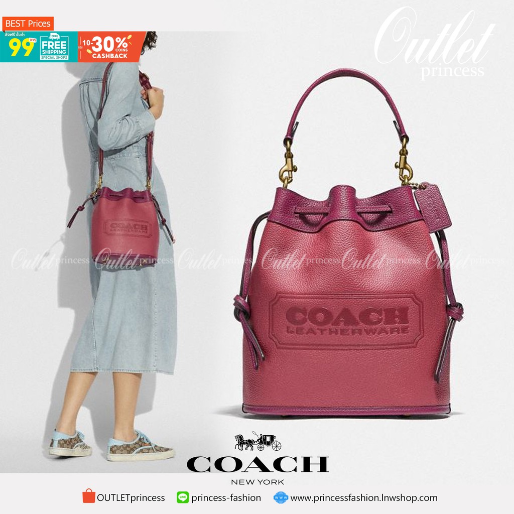 COACH Color-Block Leather Field Bucket Bag ((C3850//C3851)) พร้อมส่งที่ไทย กระเป๋าทรงขนมจีบ สุดฮิต ใช้ได้กับทุกๆวัน หนังแท้ลายหนังสวยนิ่มมือดีค่ะ ด้านหน้ามีโลโก้แบรนด์ตังใหญ่ ปากกระเป๋าแบบหูรูด ปล่อยหนังห้อยยาวลงมา ภายในกระเป๋ากว้างใส่กระเป๋าเงินใบยาวได้;