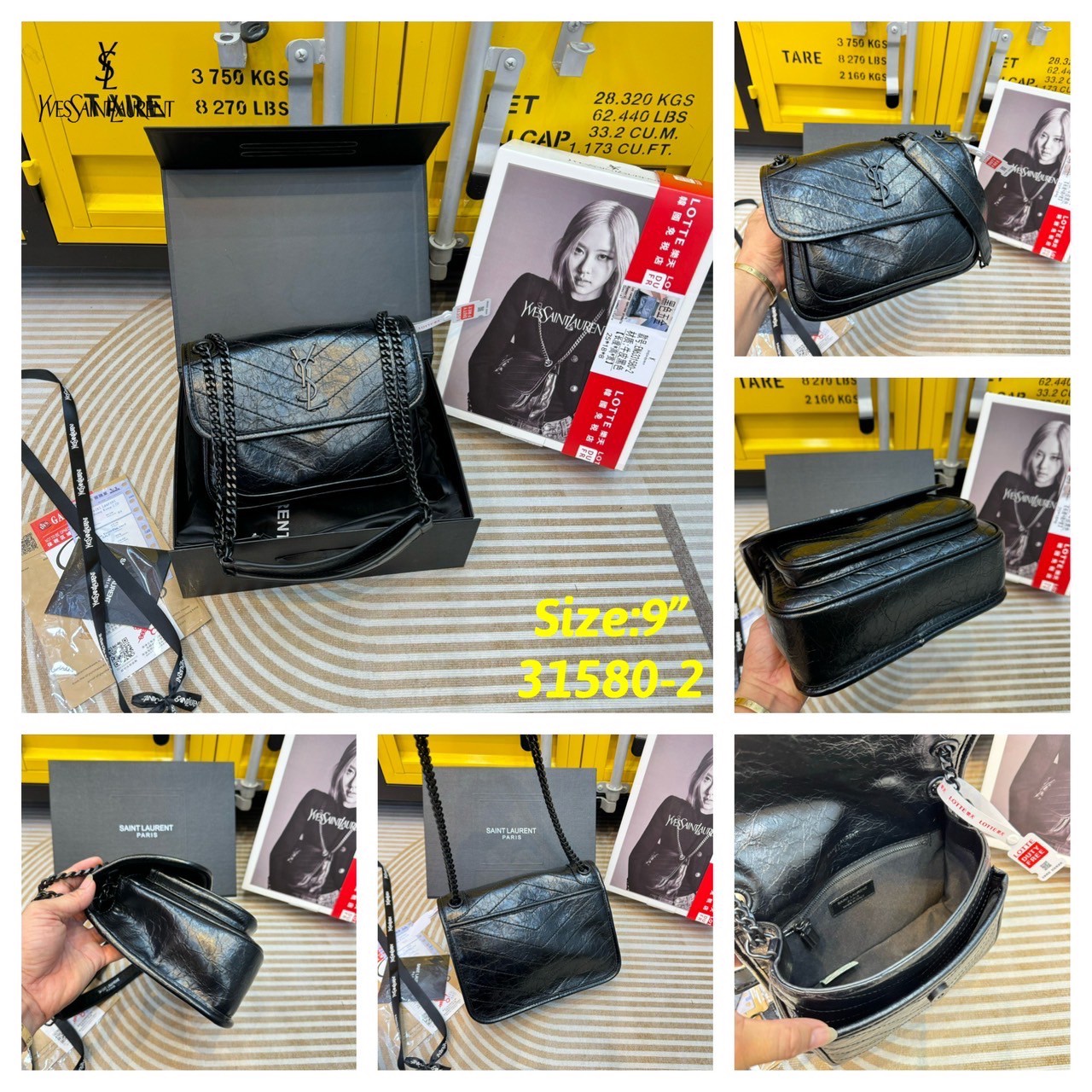 YSL NIKI IN VINTAGE LEATHER BAG กระเป๋าสะพายทรงคลาสสิคสุดฮอต (อะไหล่เงิน/ดำ) ที่ใครๆก็ต้องมีใช้ ดีไซน์เรียบหรู วัสดุหนังลายวินเทจสัมผัสดี