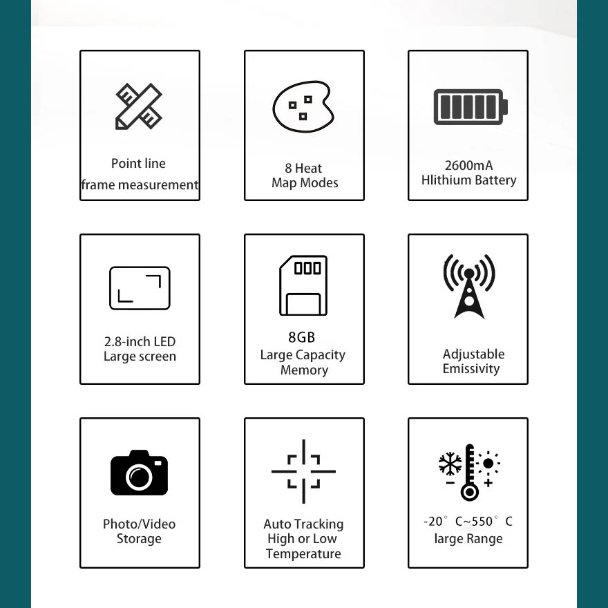 HABOTEST กล้องถ่ายภาพความร้อน รุ่น HT821A ใช้ถ่ายภาพความร้อนแบบพกพา กันน้ำ กันฝุ่น ช่วงวัด -20℃~550℃