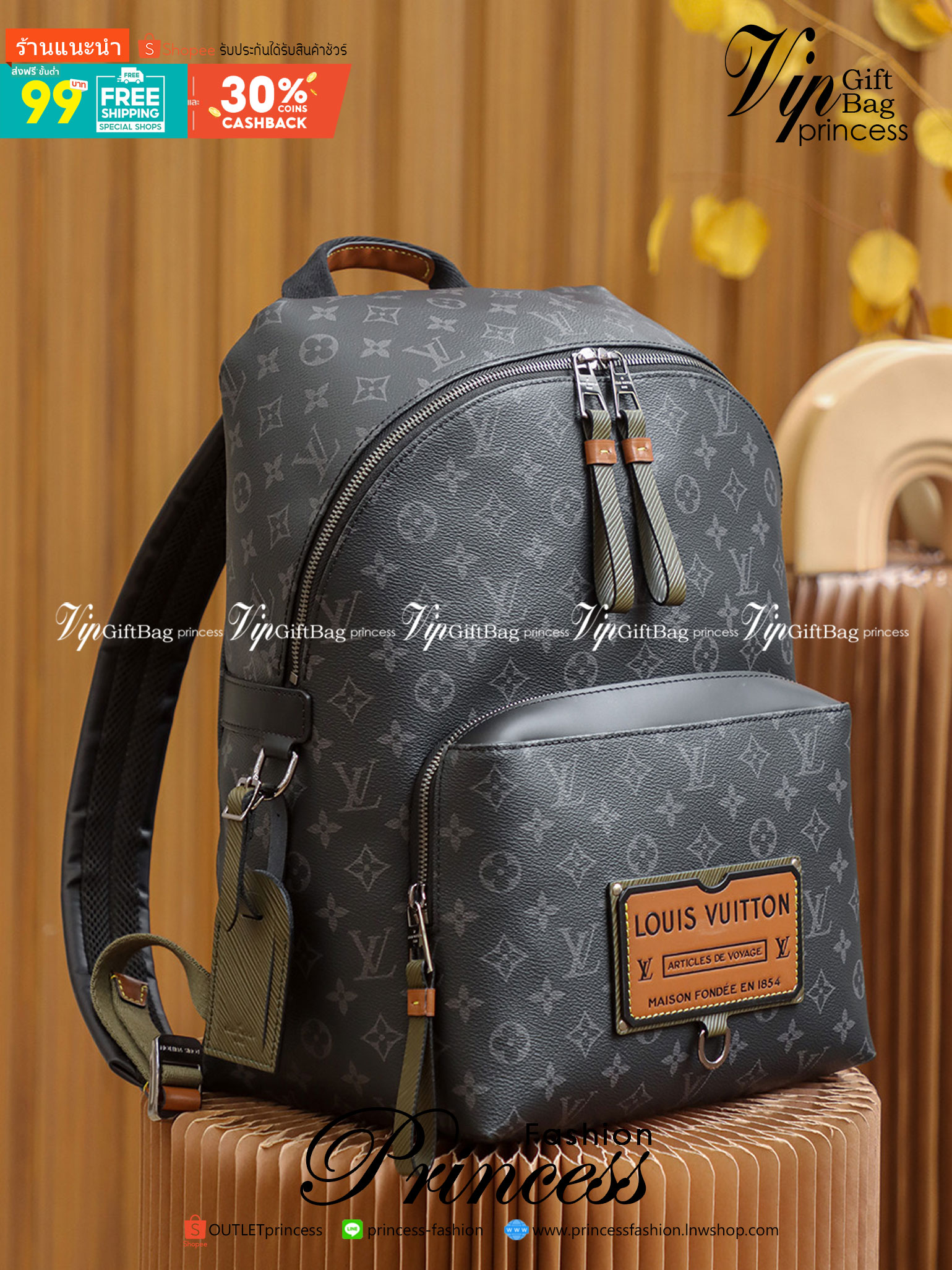 LV Discovery Backpack / LV Backpack in Black กระเป๋าเป้ งานปั้มแบรนด์ ใช้ได้ทั้งชายหญิง ภาพถ่ายจากงานขายจริง ใช้งานต่างประเทศได้