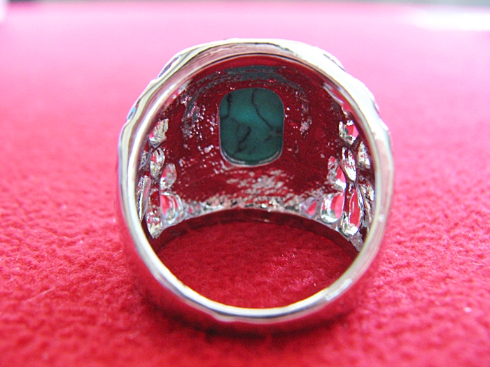 สินค้าหมดค่ะ แหวนหินเทอร์ควอยส์สีเขียว โรเดียมสีเงิน(มีโชค)แบบ1ค่ะ