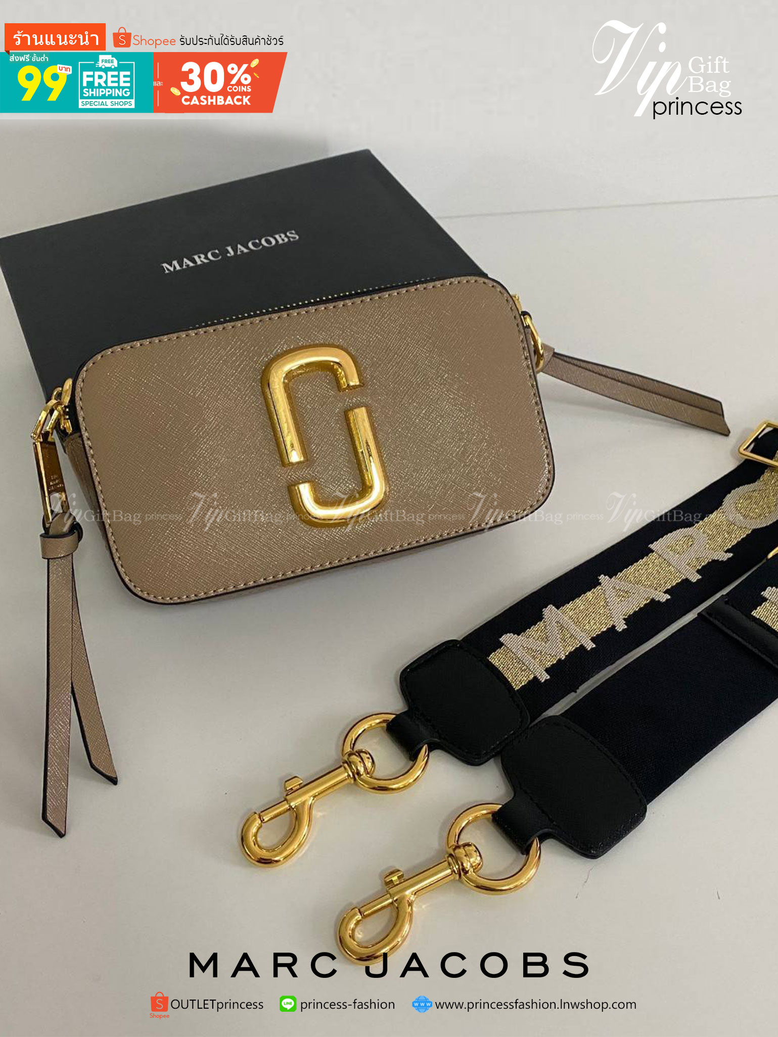 พรีเมี่ยมกิ๊ฟแท้ 100% 】หนังแท้ MARC JACOBS The Snapshot Camera Bag 1-