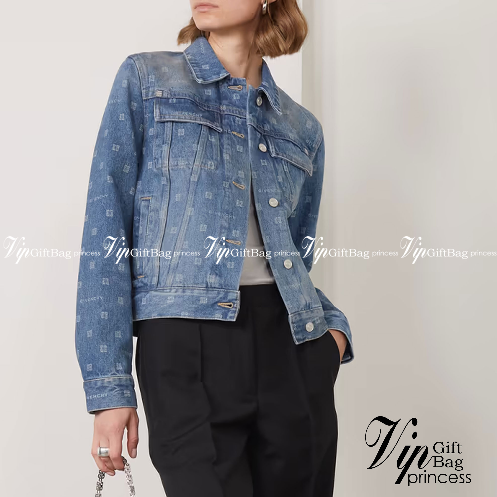 GIVENCHY Jacket / GIVENCHY Logo-print denim jacket เกรดออริจินอล มีป้ายแท็กที่คอเสื้อ ใส่ได้ทั้งผู้หญิงผู้ชาย พร้อมส่งที่ไทย ภาพสินค้าถ่ายจากงานขายจริง ใช้งานต่างประเทศได้