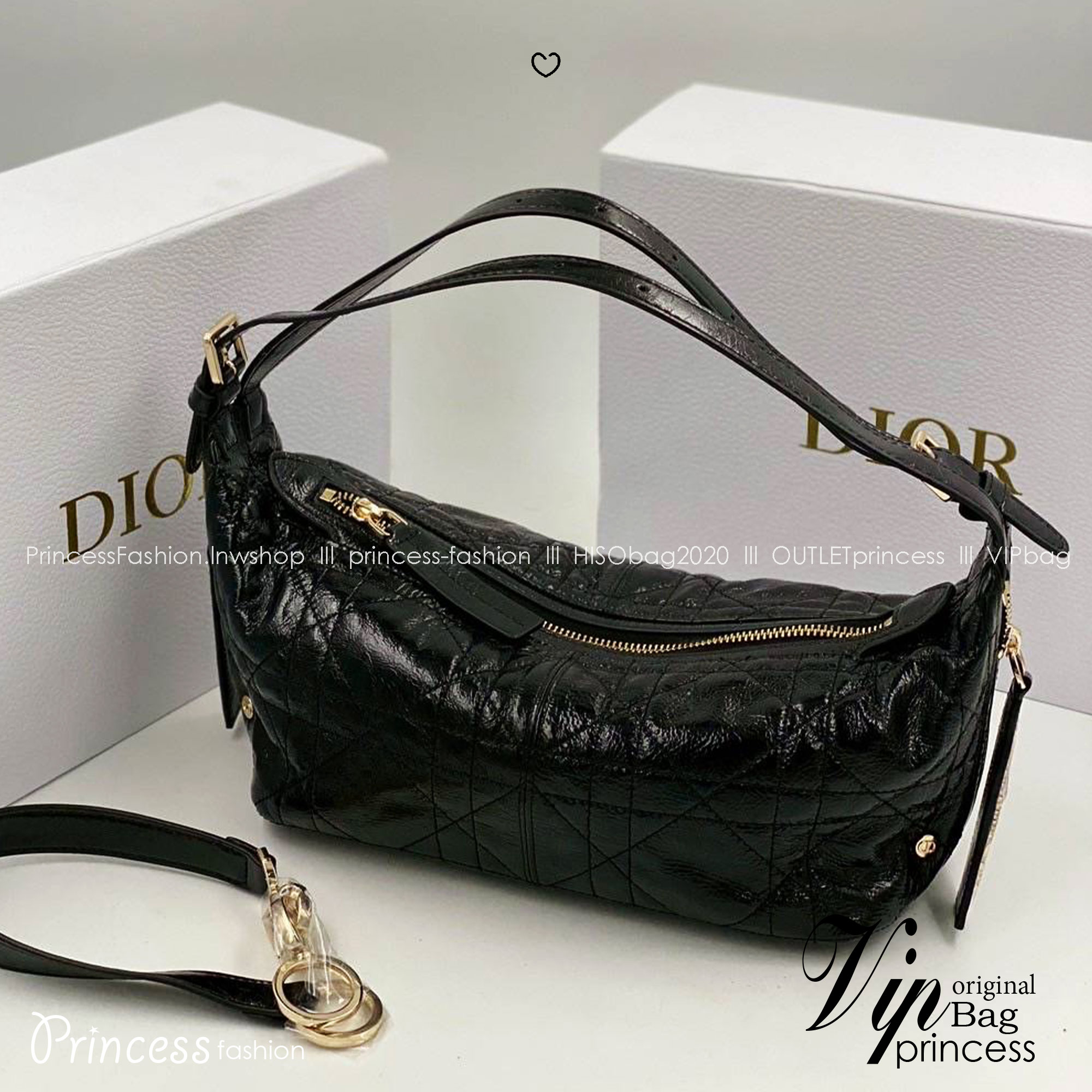ORI หนังแท้ | DIOR D-Journey bag in leather กระเป๋าสะพายโฮโบทรงสวย รุ่นใหม่ล่าสุด ดีไซน์เรียบหรูลัคชูที่สุด มาพร้อมสายสะพาย2เส้นคู่แบบใหม่สุดเก๋