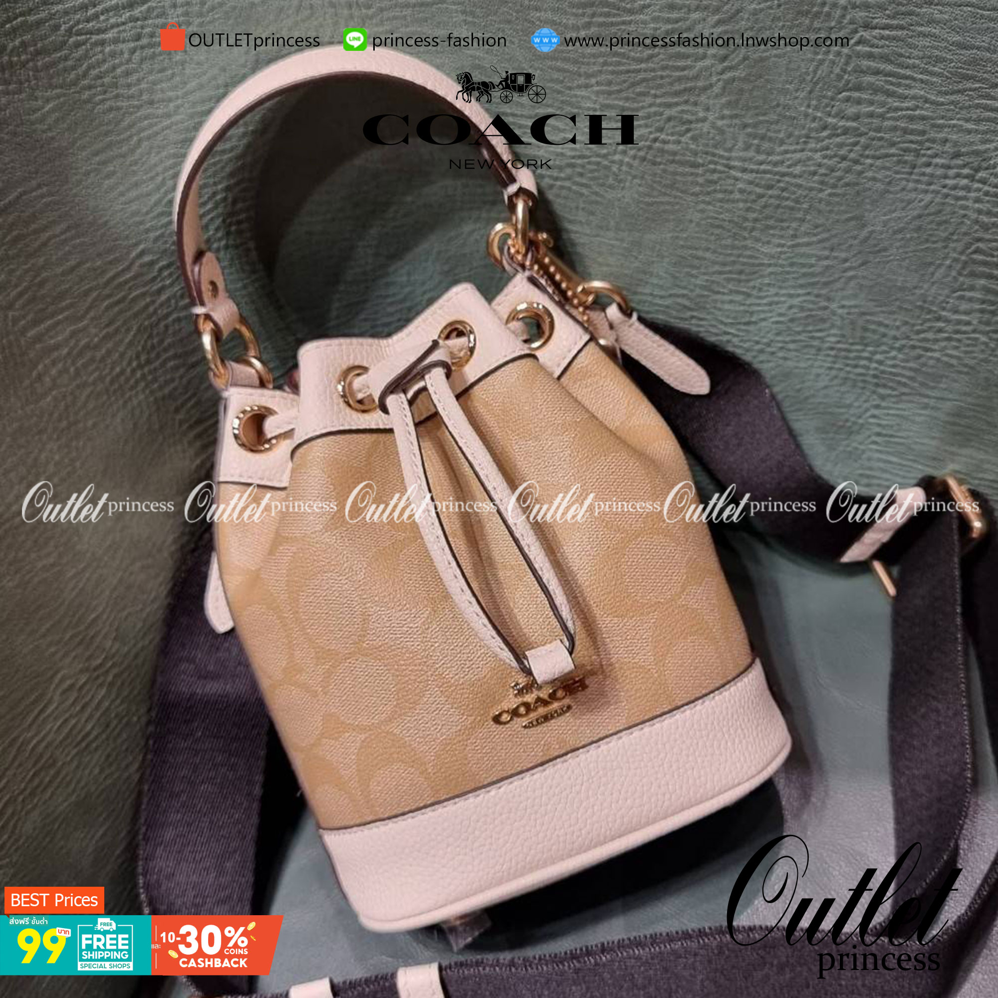 COACH C5121 DEMPSEY 15 DRAWSTRING MINI BUCKET BAG น้องคนสวยมาใหม่จ้า รุ่นใหม่กริ๊บ!! ยังไม่เข้าช็อปไทย ละมุนคุณหนูต้องมาแล้วแหละ กระเป๋าทรงถังไซส์มินิ ใช้งานง่ายด้วยการรูดหนังปิดรอบปากกระเป๋า ทุกอย่างลงตัวที่สุด!! มาพร้อมตัวห้อยรูปหัวใจสีทองกุ๊กกิ๊ก น่ารั