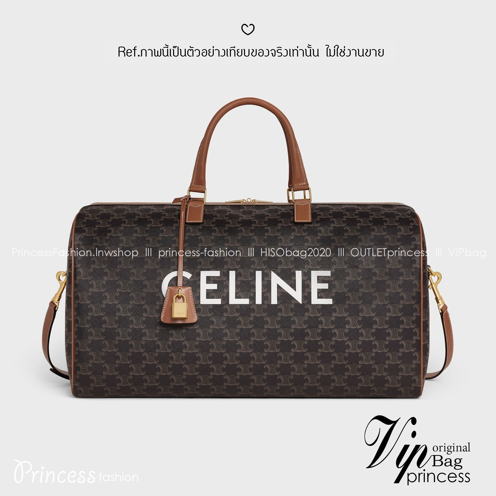 ORI หนังแท้ | CELINE Voyage Large Bag in Triomphe Canvas with Celine Print กระเป๋าสะพายสไตล์เดินทาง keepall ใบใหญ่จุสัมภาระได้เยอะ หนังขึ้นลาย Signature สวยหรูสุดคลาสสิค ดีไซน์ไม่มีเอ้าท์ คอลเลคชั่น CELINE Essentials เหนือกาลเวลาสำหรับผู้หญิงและผู้ชาย ใช้