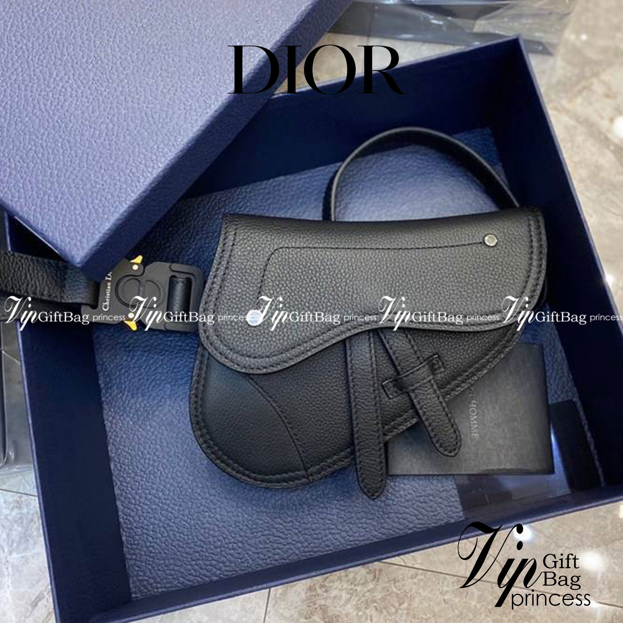 หนังแท้ DIOR SADDLE BELT BAG GRAINED CALFSKIN BLACK พร้อมส่งที่ไทย หนังแท้ออริจินอล ภาพสินค้าถ่ายจากงานขายจริง ใช้งานต่างประเทศได้