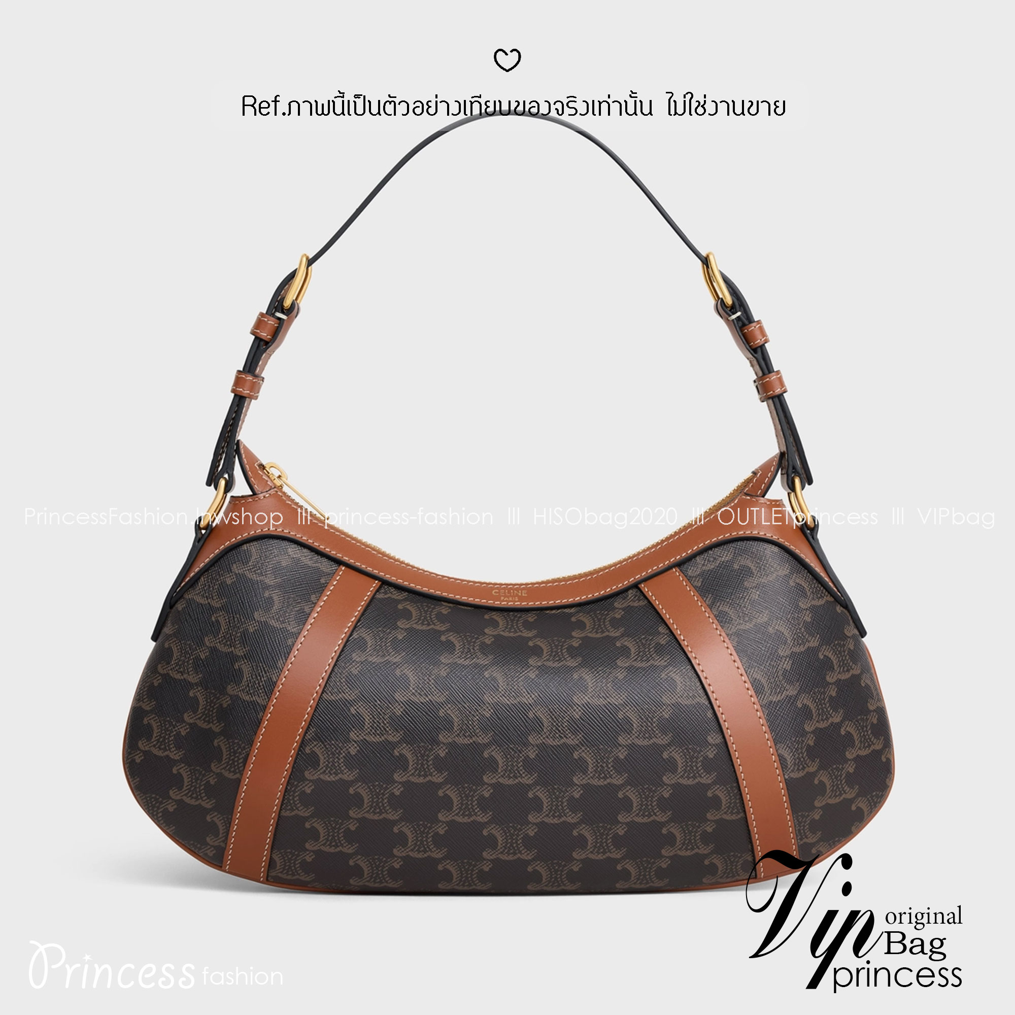 CELINE STRIPED HOBO in TRIOMPHE กระเป๋าสะพายทรงโฮโบ รูปทรงสวยคลาสสิค ใหม่ล่าสุดก่อนใคร ใช้งานได้ง่าย ทุกลุค ทุกสไตล์ งานแคนวาสแท้พิมพ์ลายคมชัด สะพายไหล่แล้วดูหรูหรา