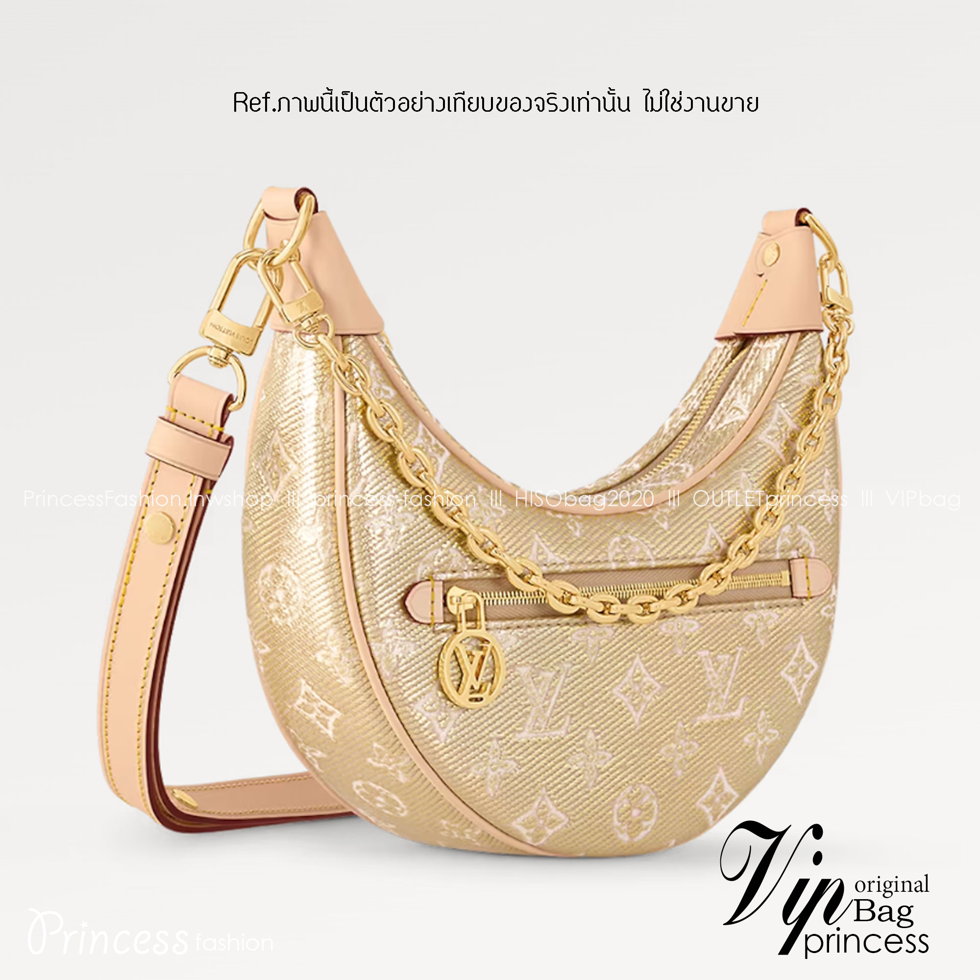 Lv gold loop monogram / LV Loop PM GOLD Bag เกรดท็อปออริจินอล มีความละเอียดของเนื้องานมากที่สุด ปราณีตตรงปกทุกใบ ใช้สลับของแท้ได้ ใช้งานต่างประเทศได้ เข้าออกผ่านทุก ตม.