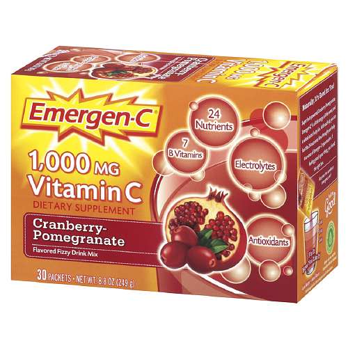 (Pre-order) Alacer Emergen-C 1000 mg Vitamin C, Cranberry Pomegranate 30 ea