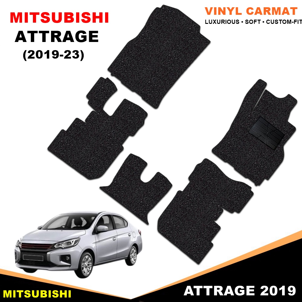 พรมดักฝุ่นไวนิล MITSUBISHI ATTRAGE ปี2019-23 พรมดักฝุ่นแอททราจ เข้ารูป 5ชิ้น (พร้อมส่ง)