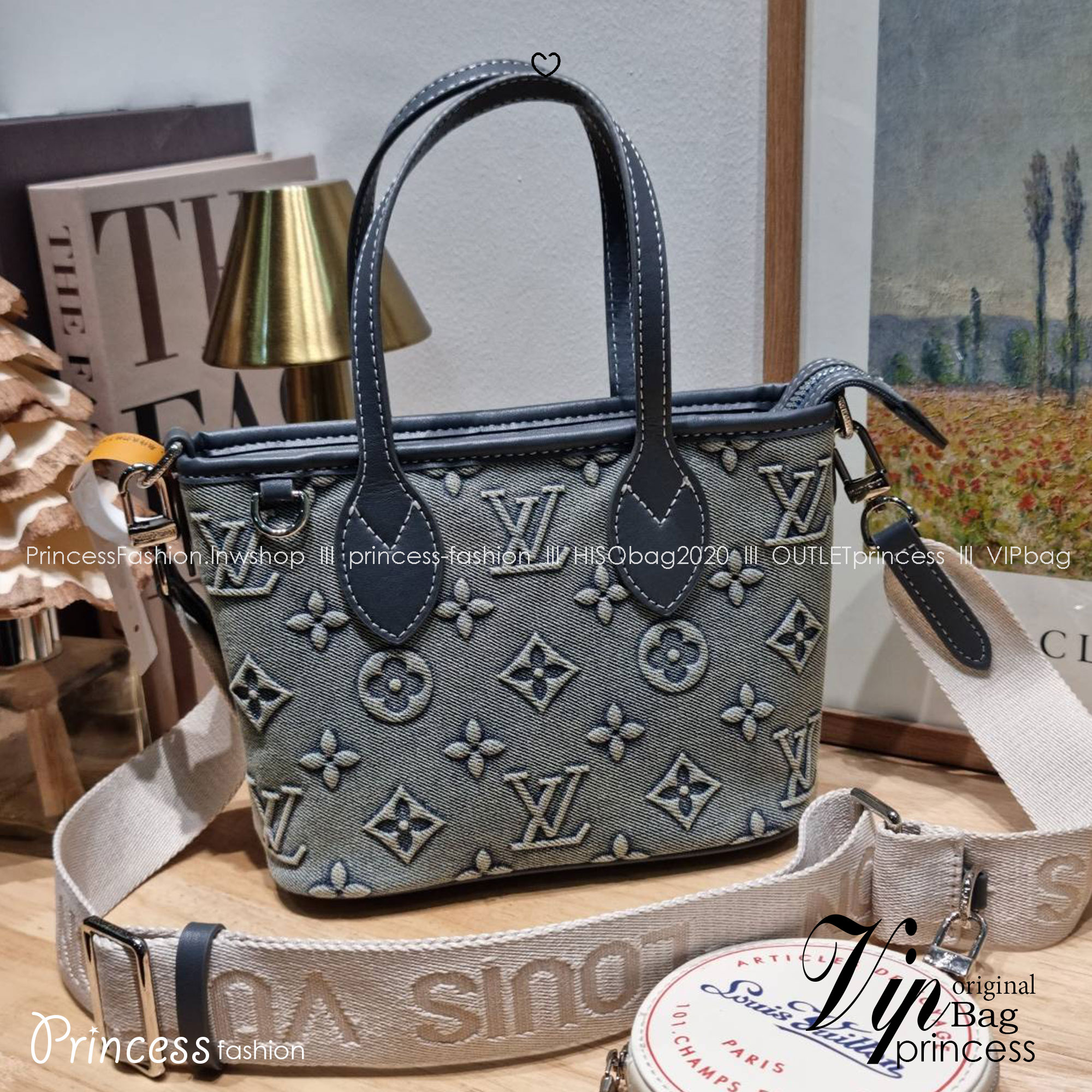 LV neverfull washed denim monogram mini bag ดีไซน์ใหม่ล่าสุดก่อนใคร กระเป๋าทรงโท้ทมินิไซส์ ที่ไม่ได้เล็กตามชื่อ มาในรูปแบบ washed denim สวยคลาสสิค ดูแพงสุดๆ