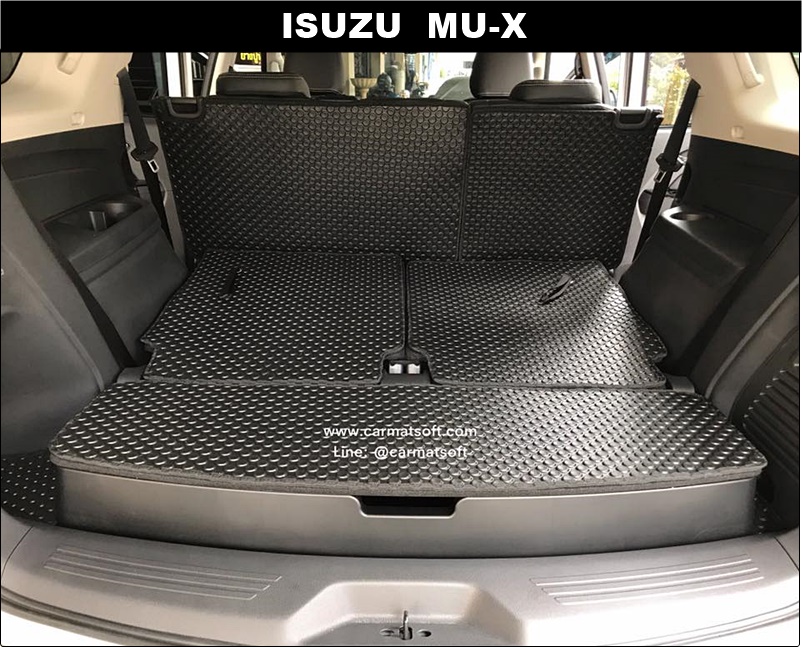 แผ่นปูท้ายรถISUZU MU-X ลายกระดุมEVA สีดำ ปูเต็ม ตอน2 ตอน3+แผ่นปิดกล่อง