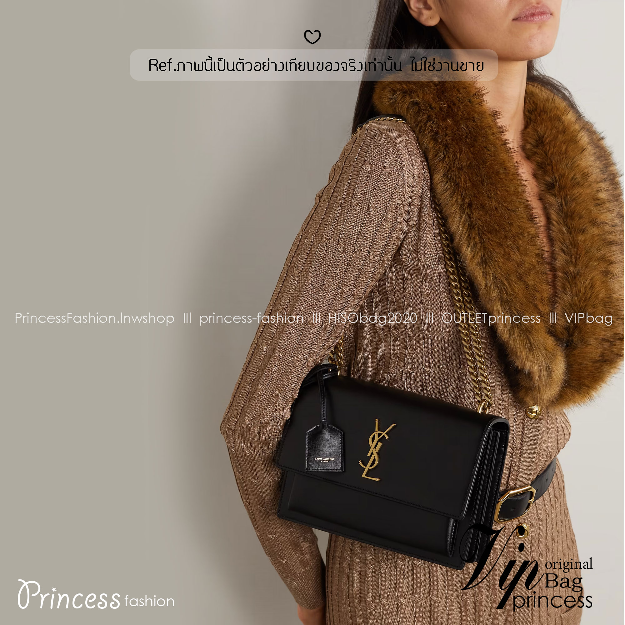 ORI หนังแท้ | YSL Sunset medium in smooth leather กระเป๋าสะพายข้างดีไซน์เรียบหรู โลโก้สวยโดดเด่น ไอเท็มขึ้นแท่น the best seller!!