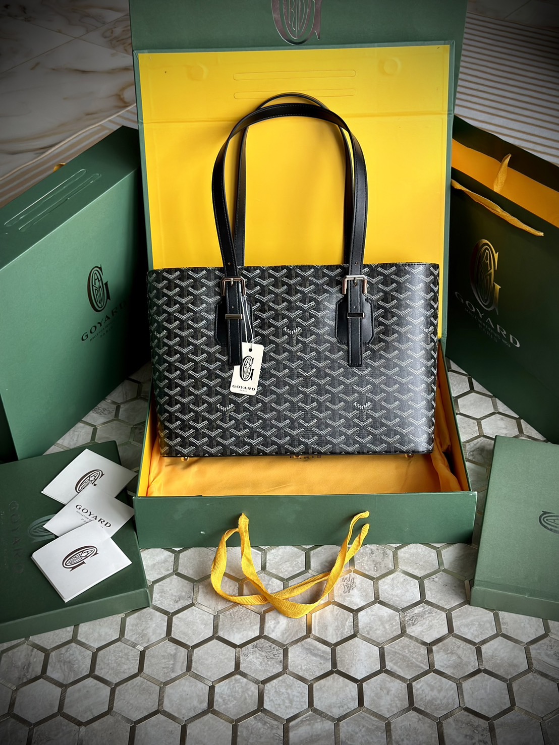 GOYARD Goyardine Sac Marie Galante MM / GOYARD Tote Bag กระเป๋าทรงโท้ทจุของได้เยอะ งานสวยเนี๊ยบ เกรดออริ สลับแท้ 1:1 ใช้ต่างประเทศได้