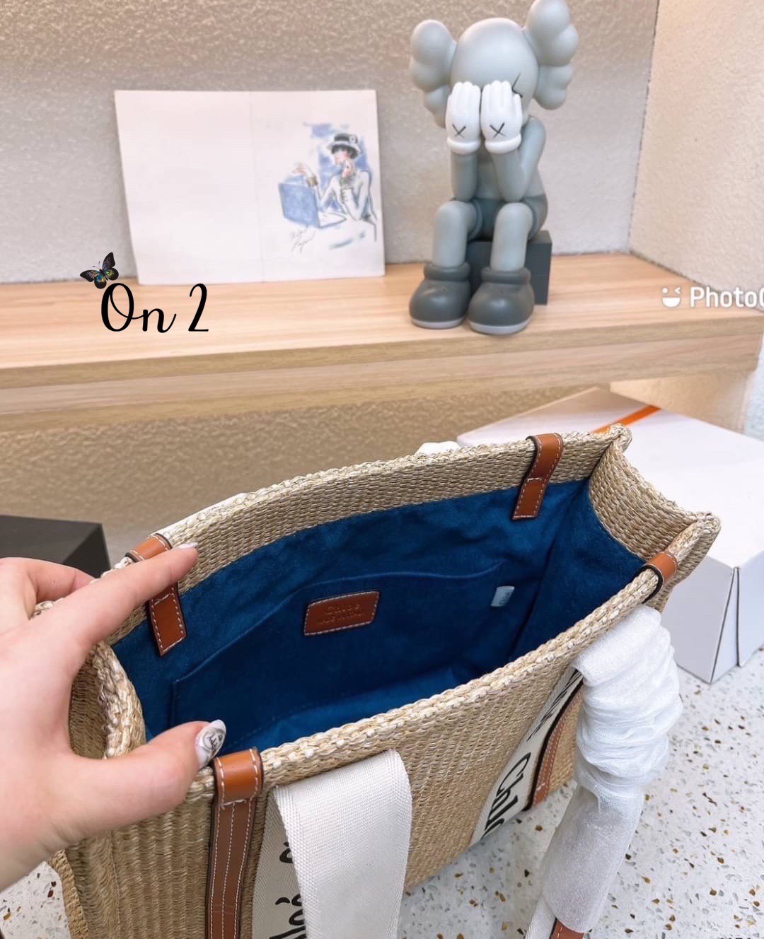 CHLOE Woody tote bag 14" / Chloe Women's Straw Woven Canvas Print Shopping Bag ปังไม่ไหว รุ่นมาใหม่งานสานแน่นเต็มใบ สายสะพายแคนวาสพิมพ์ชื่อแบรนด์แบบตะโกน สวยลงตัวรุ่นนึ้ไม่ควรพลาดน้า