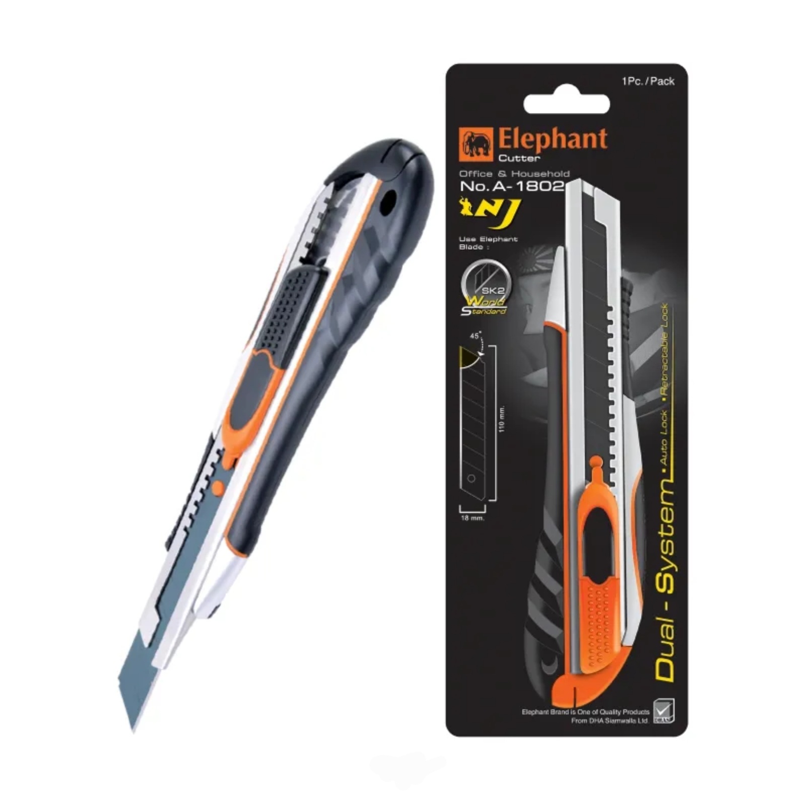 คัตเตอร์ใบใหญ่ ช้าง A-1802 45องศา