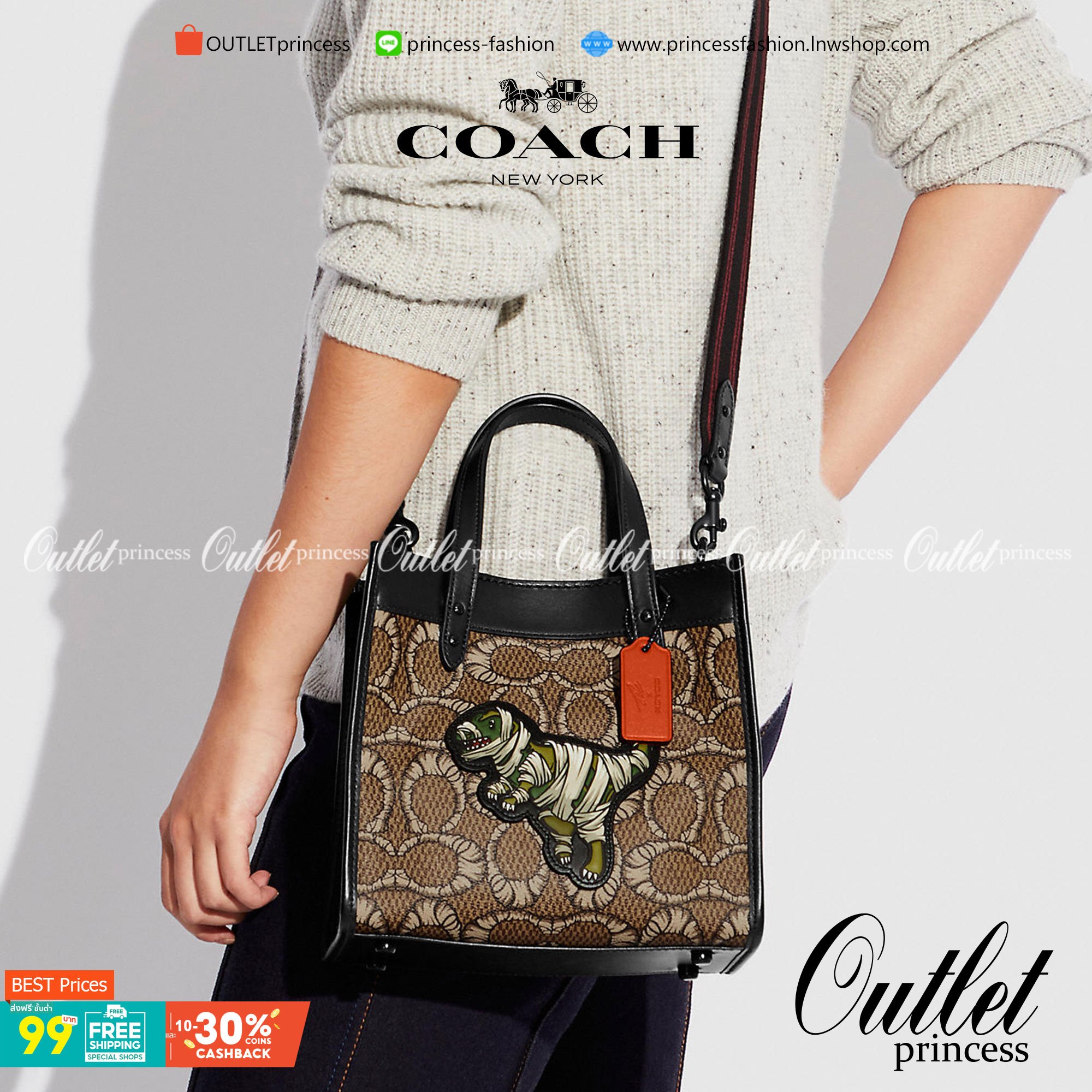 มาสคอตที่รัก 💋 ยังไม่เข้าช๊อปไทย สวยก่อนใครไปเลยจร้าา COACH X MICHAEL B. JORDAN FIELD TOTE 22 IN MUMMIFIED SIGNATURE CANVAS WITH REXY ((C6971)) พร้อมส่งที่ไทยทันทีค่ะ! MICHAEL B.JORDAN ร่มมือกับCoach ออกแบบกระเป๋าทรงTote กนังแท้นิ่มมือ ใหม่ลาสุดมา