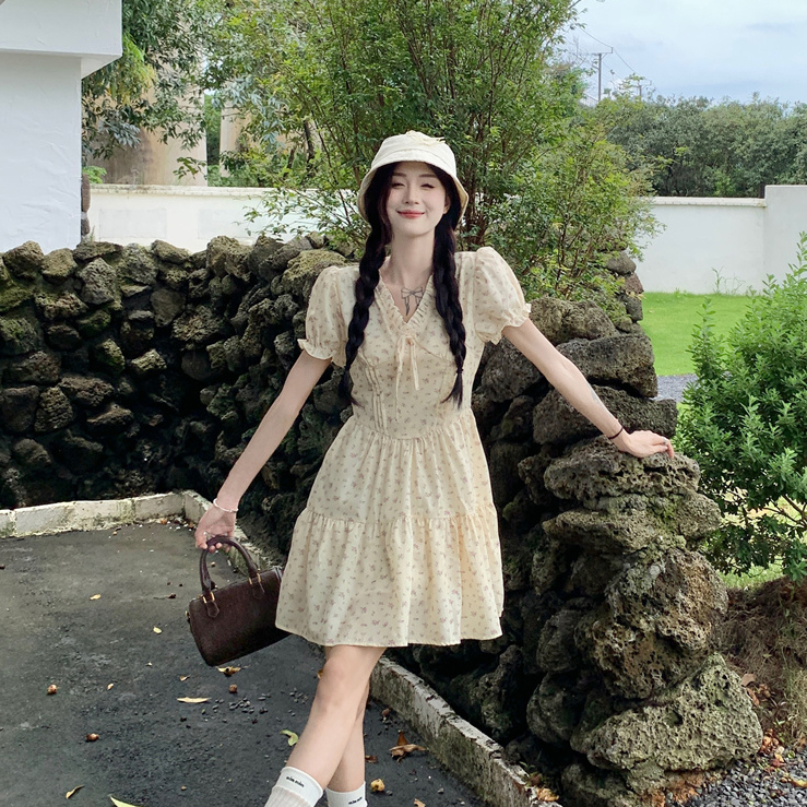 พร้อมส่ง 🧸 Aurelia dress เดรสแขนสั้นผ้าพิมพ์ลายดอก (IN38747)