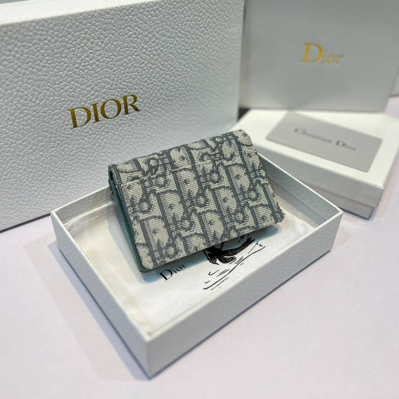 TopORI DIOR SADDLE FLAP CARD HOLDER Blue Oblique Jacquard / Dior coin and card holder **สินค้าเกรดท็อปออริจินอล 1:1 สลับแท้ งานสวยตามรูป ภาพถ่ายจากงานขายจริง ใช้งานต่างประเทศได้
