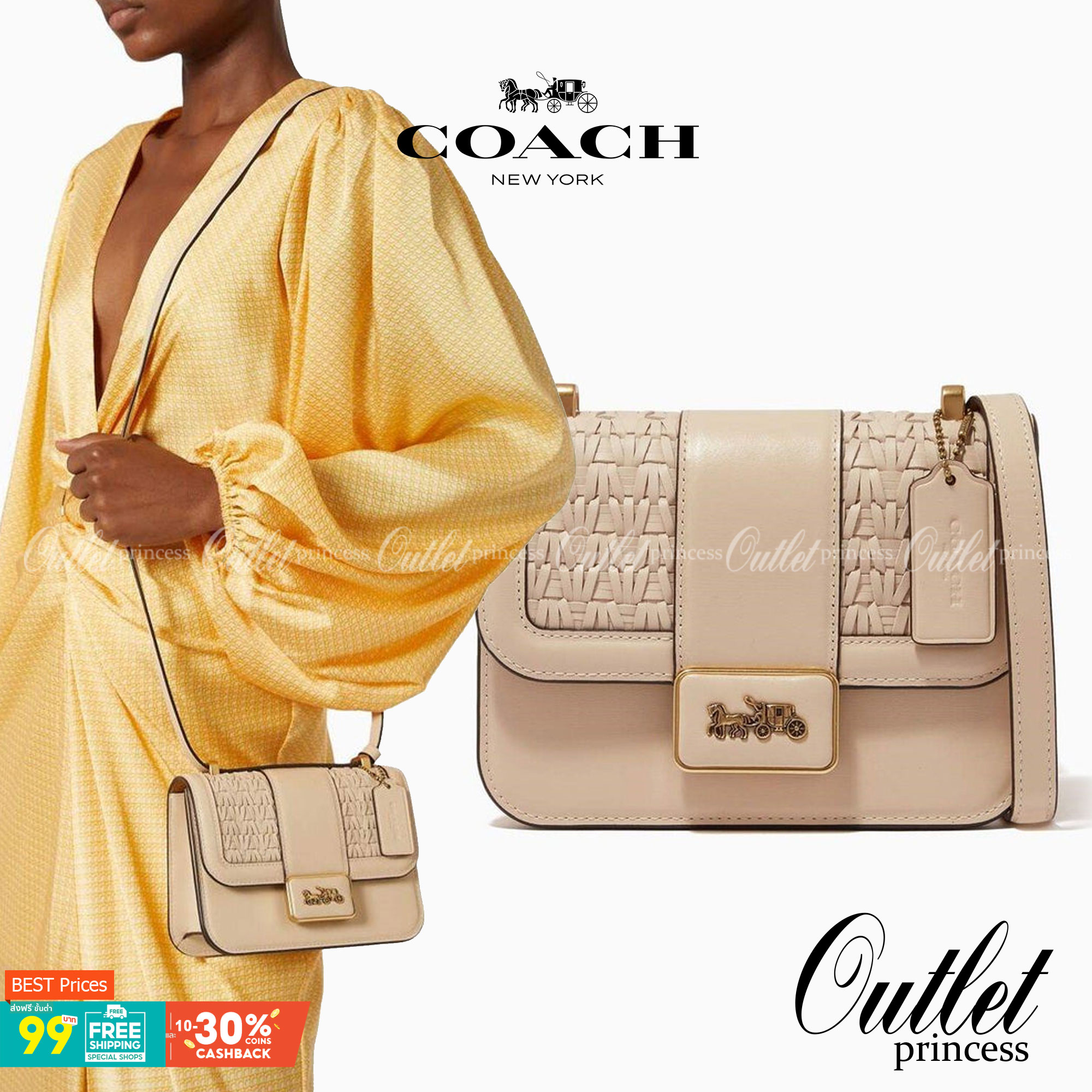 น้องสวย คุณภาพแน่นอีกแล้วจร้าา! COACH ALIE SHOULDER BAG 18 WITH WEAVING ((C2587)) พร้อมส่งความสวย! กระเป๋าสะพายครอสบอดี้ร์หรือสามารถทบเป็นสายคู่ใช้แบบหิ้วหรือคล้องไหล่ได้ด้วย หนังแท้อย่างดีสวยงามค่ะ ด้านหน้าทำหนังแบบสานได้คลาสสิคค่ะ
