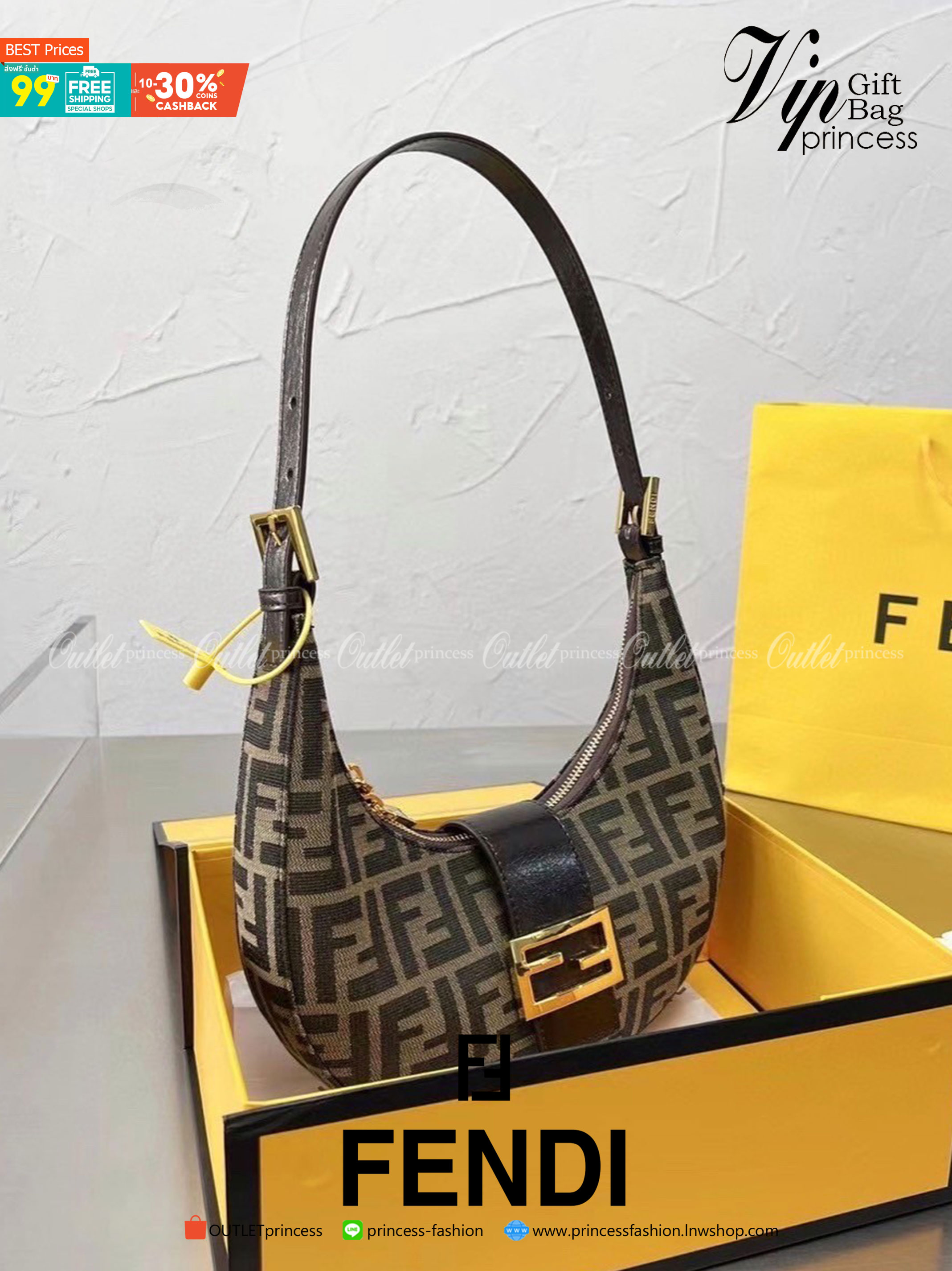 VIP GIFT 】Fendi Vintage Bag กระเป๋าสะพาย fendi มาใหม่ งานซิป วัสดุผ้าทอลายฟินดิอะไหล่สีทอง งานสวยดีไซน์เรียบหรู สวยตรงปกไม่จกตา อะไหล่ปั๊มทุกจุด สวยเก๋มากค่ะ
