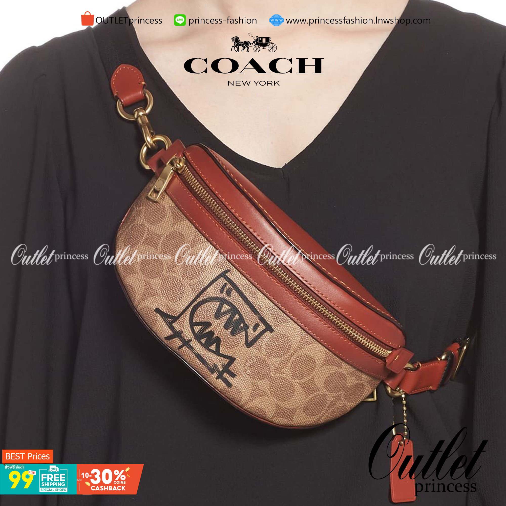 LIMITED EDITION !! COACH BELT BAG IN SIGNATURE WITH REXY BY GUANG YU กลับมาอีกครั้งกับ Coach X Disney สวยงามมากๆค่ะ คาดอก คาดเอวได้ ลาย C ตัดขอบหนังเรียบ มีช่องซิปทั้งหน้า//หลัง ใส่มือถือได้ทุกรุ่น;พาสปอร์ตได้ ;กระเป๋าเงินใบกลางได้;อื่นๆจำเป็นได้ครบค่ะ.