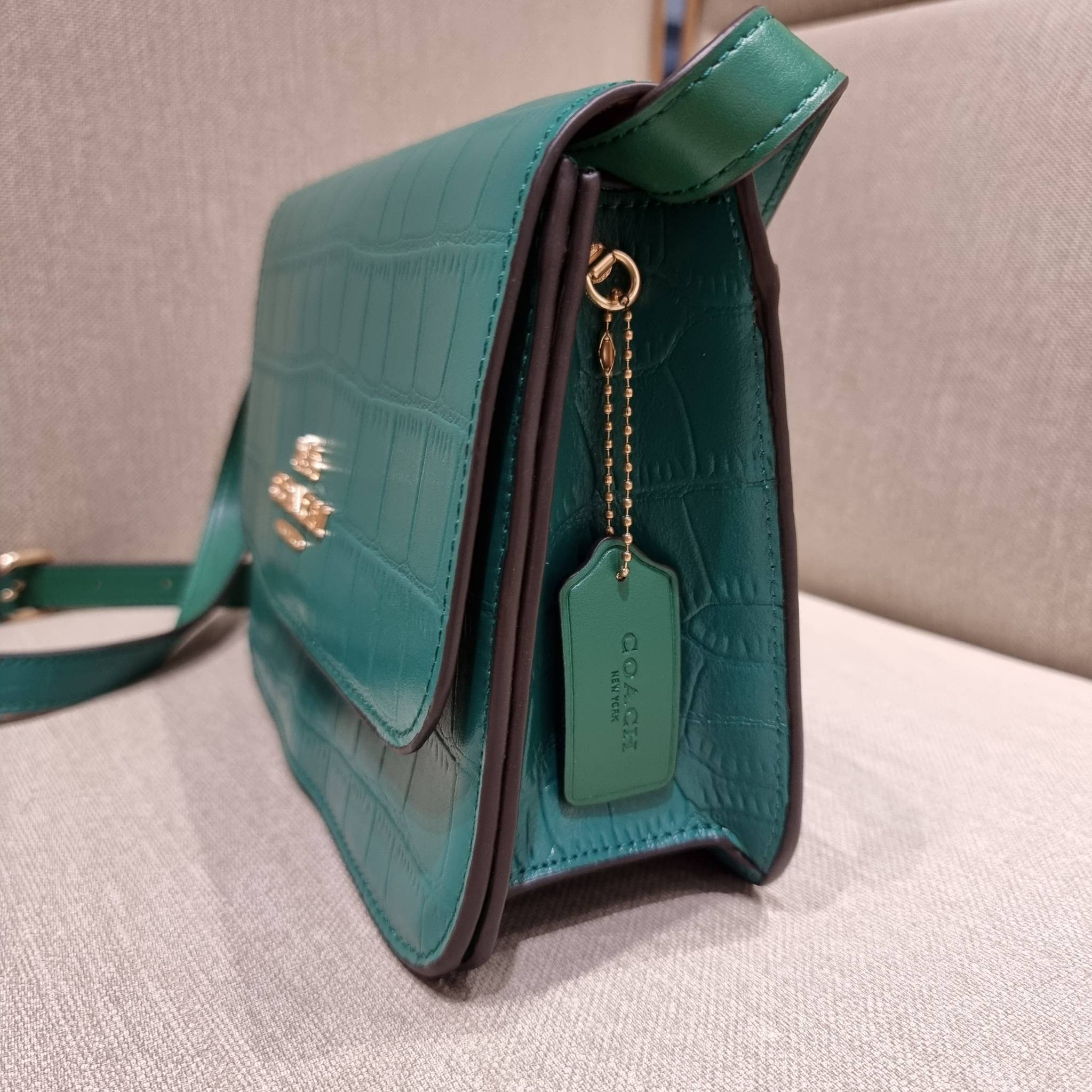 COACH C5631 BRYNN FLAP CROSSBODY แซ่บที่สุด ใหม่ที่สุด!! คอลเลคชั่นใหม่!! มองยังไงก็หลงรักละสายตาไม่ไหว กระเป๋าสะพายข้างลุคไฮน์ ที่ดีไซน์ออกมาได้ปัง และดูแพงมากๆ ด้วยดีเทลคลาสสิค รูปทรงใช้งานง่าย เรียบๆแต่มีดีเทล วัสดุหนังลายจระเข้ สวยม้าก!!! เปิด-ปิดด้วย