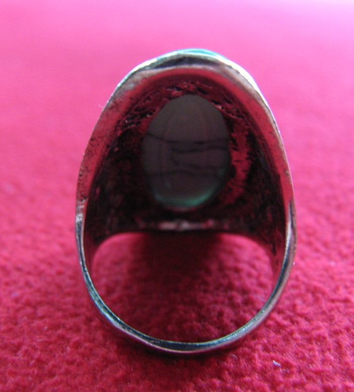 แหวนหินเทอร์ควอยส์สีเขียว โรเดียมสีเงิน(มีโชค)แบบ4ค่ะ