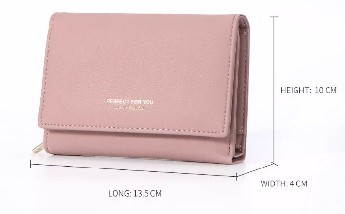 กระเป๋าสตางค์ผู้หญิง กระเป๋าสตางค์ ใบสั้น กระเป๋าสตางค์หนังนิ่ม แบบเรียบ ๆ 2 พับ มีช่องใส่บัตรเยอะ ใส่รูปได้ 104989