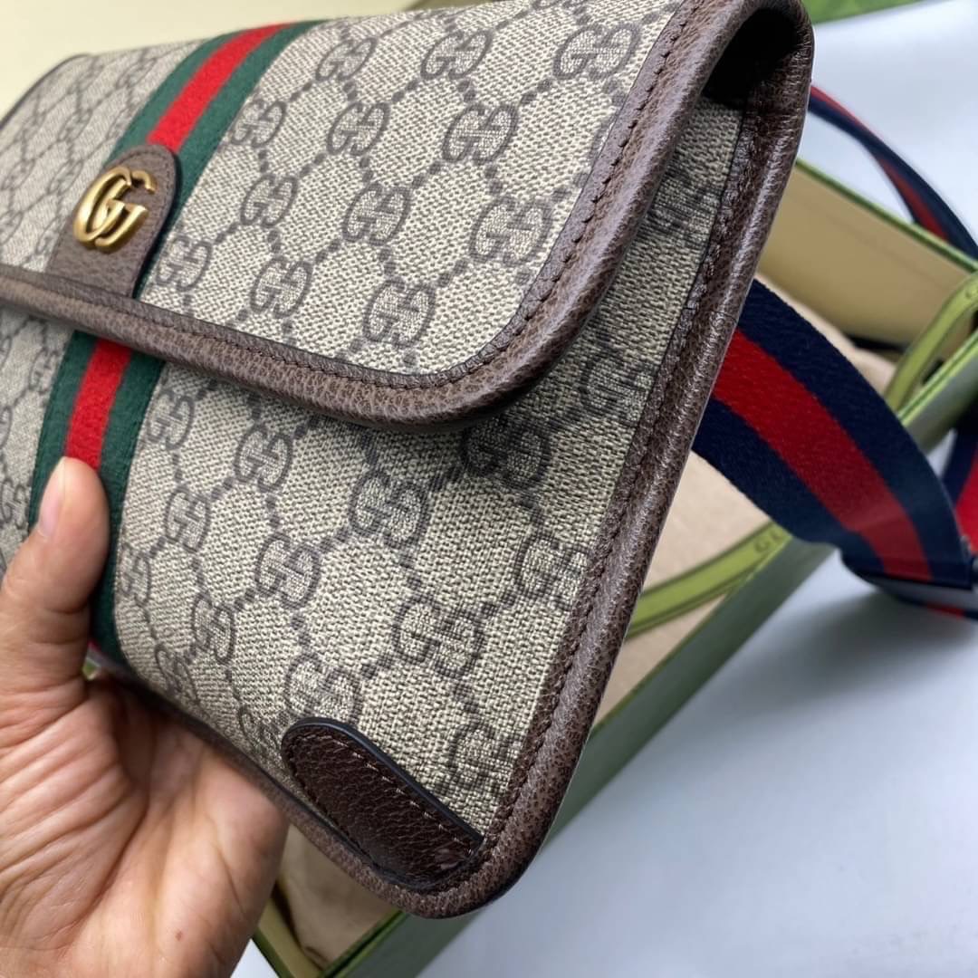 GUCCI Ophidia GG small belt bag / Gucci Belt Bag กระเป๋าคาดอก คาดเอว หนังแท้ผสมแคนวาส หล่อ สวย เท่ คูลๆ ควรมีเข้ากับทุกชุด ใช้ได้ตลอดกาล ไม่ตกยุค เกรดออริ 1:1 สลับแท้ ใช้งานต่างประเทศได้