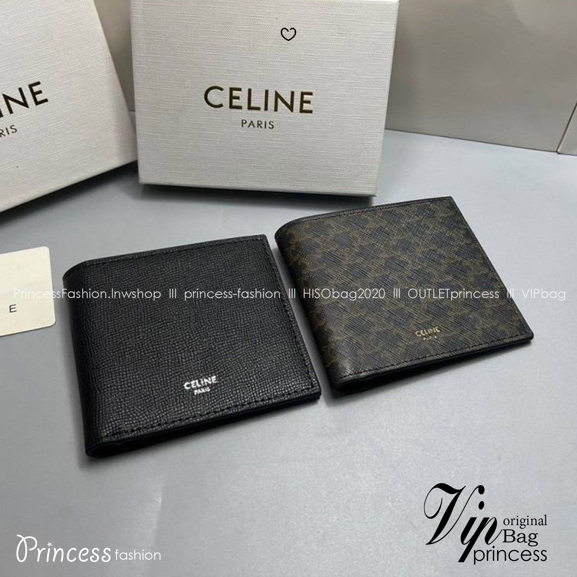 ORI หนังแท้ | CELINE Bi-fold Wallet / CELINE Wallet กระเป๋าสตางค์ใบสั้น กระเป๋าสตางค์ซีลีนผู้ชาย