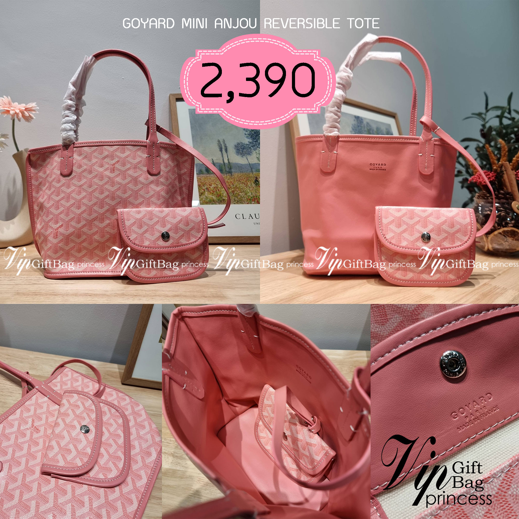 GOYARD MINI ANJOU REVERSIBLE TOTE ฮอตไอเท็ม กับกระเป๋าสะพายทรงโท้ท ไซส์มินิ กะทัดรัดมาก มาครบสีขายดี เลิศทุกสี รูปทรงคลาสสิค ดีไซน์เป็นเอกลักษณ์ ใช้งานได้หลากหลาย สามารถกลับด้านใช้ได้แบบไม่มีเบื่อ