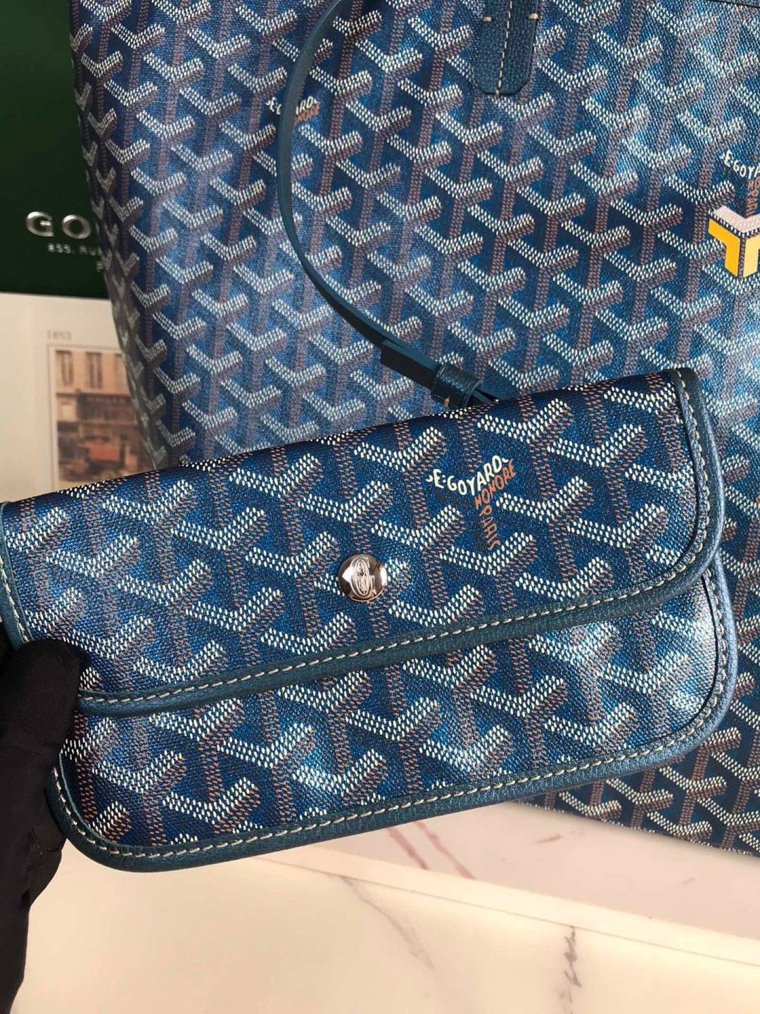 เกรดเทพ Top ORI | New Goyard Saint Louis GM tote bag Goyardine Pearly Blue (Ori)เทพ กระเป๋าทรงโท้ทใบใหญ่ หนังแท้แคนวาสแท้ สีพิเศษมุกสะท้อนแสงเงาสวยหรู