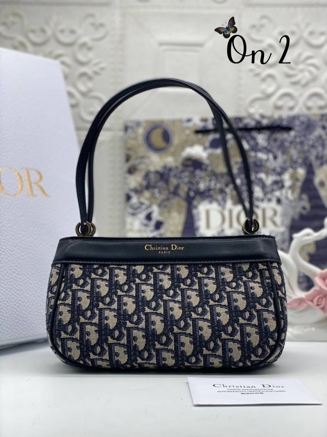 DIOR KEY BAG Blue Oblique Jacquard 22cm เกรดออริ พร้อมส่งที่ไทย