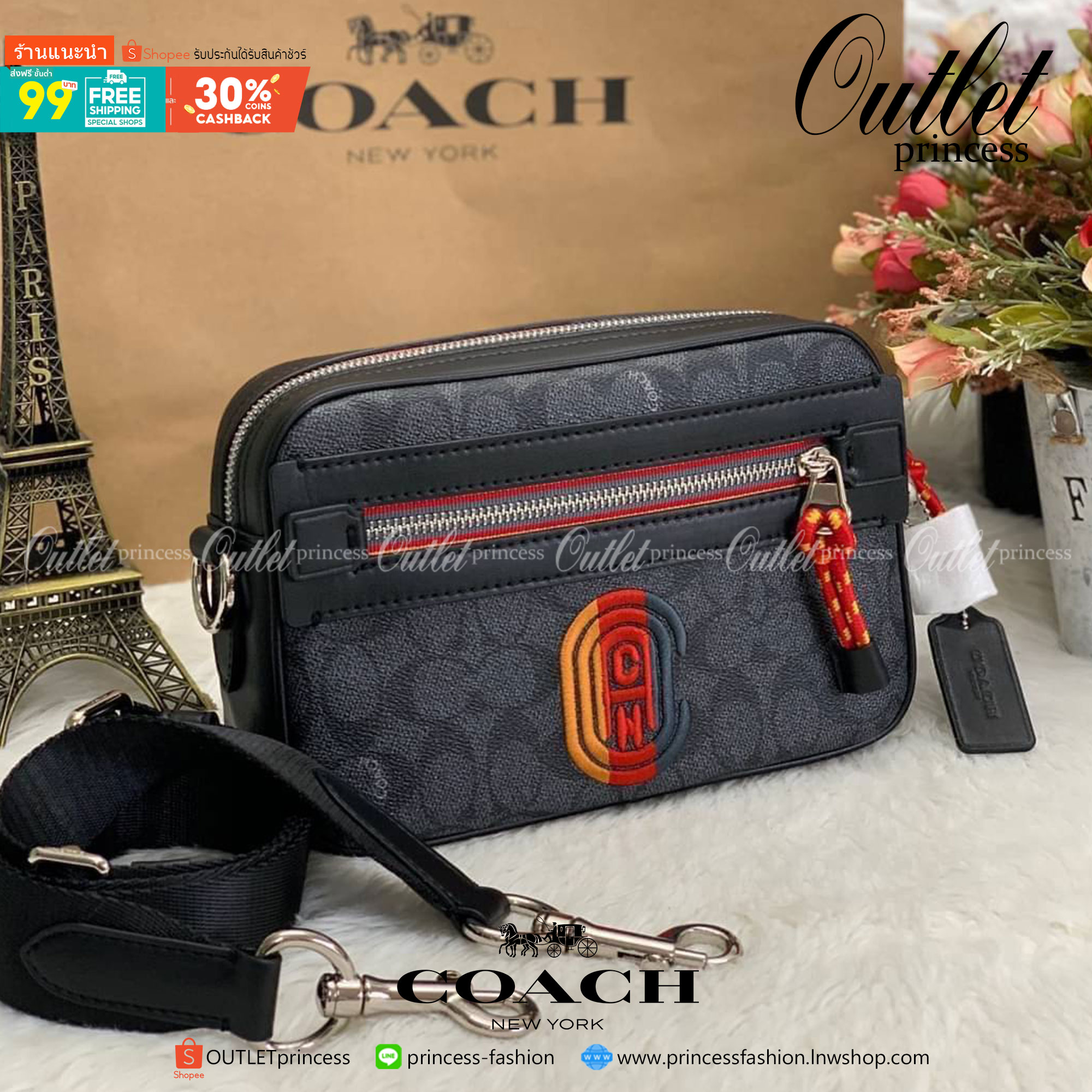 COACH ACADEMY CROSSBODY IN SIGNATURE WITH VARSITY ZIPPER ((768)) พร้อมส่งที่ไทยอีกครั้ง! ได้ไปหลงรักแน่นอนค่ะ