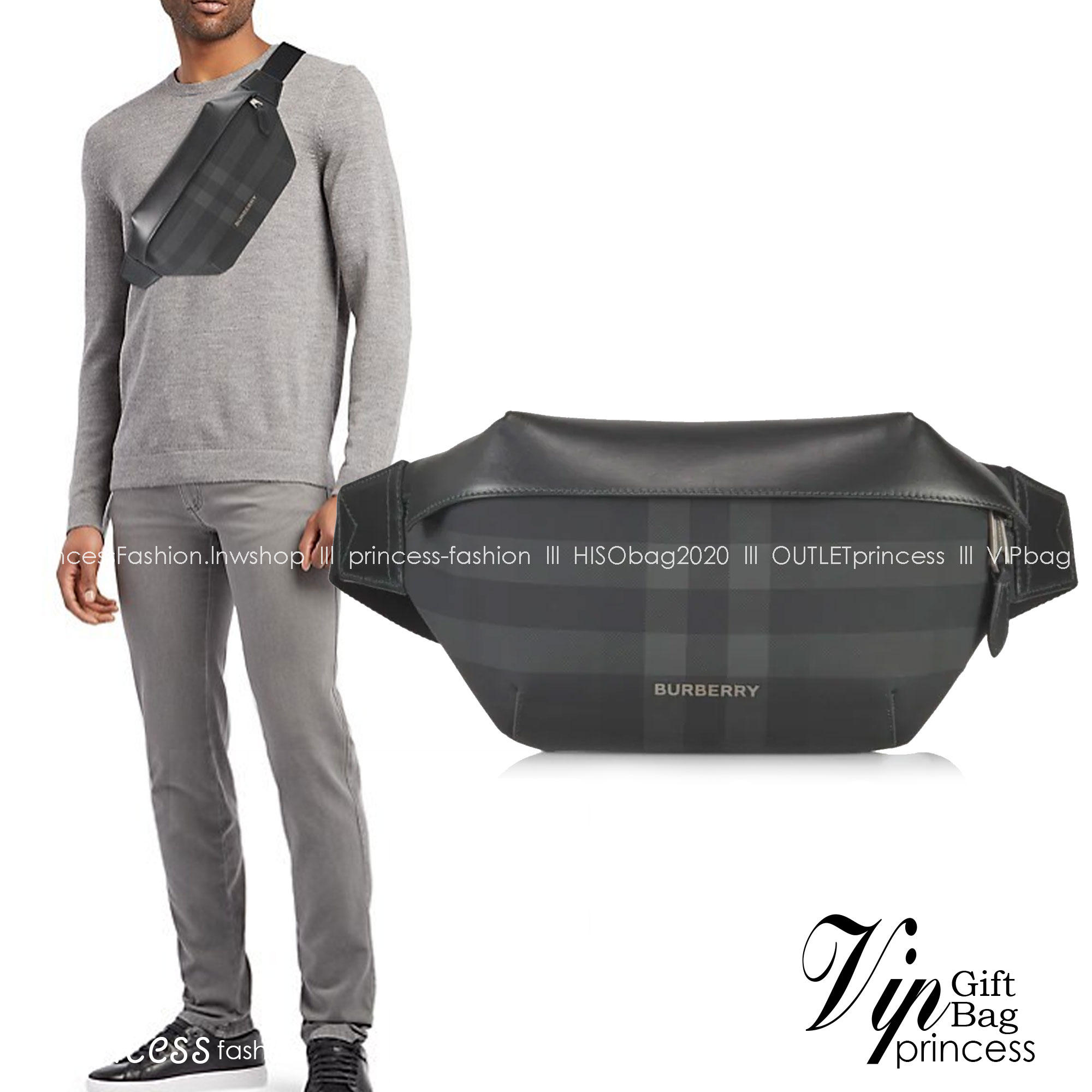 Burberry Sonny Plaid Leather Belt Bag / BURBERRY FRAGRANCES BELT BAG คาดเอว คาดอกแบบ UNISEX ใช้ได้ทุกเพศ ลายวินเทจตามแบบฉบับของแบรนด์