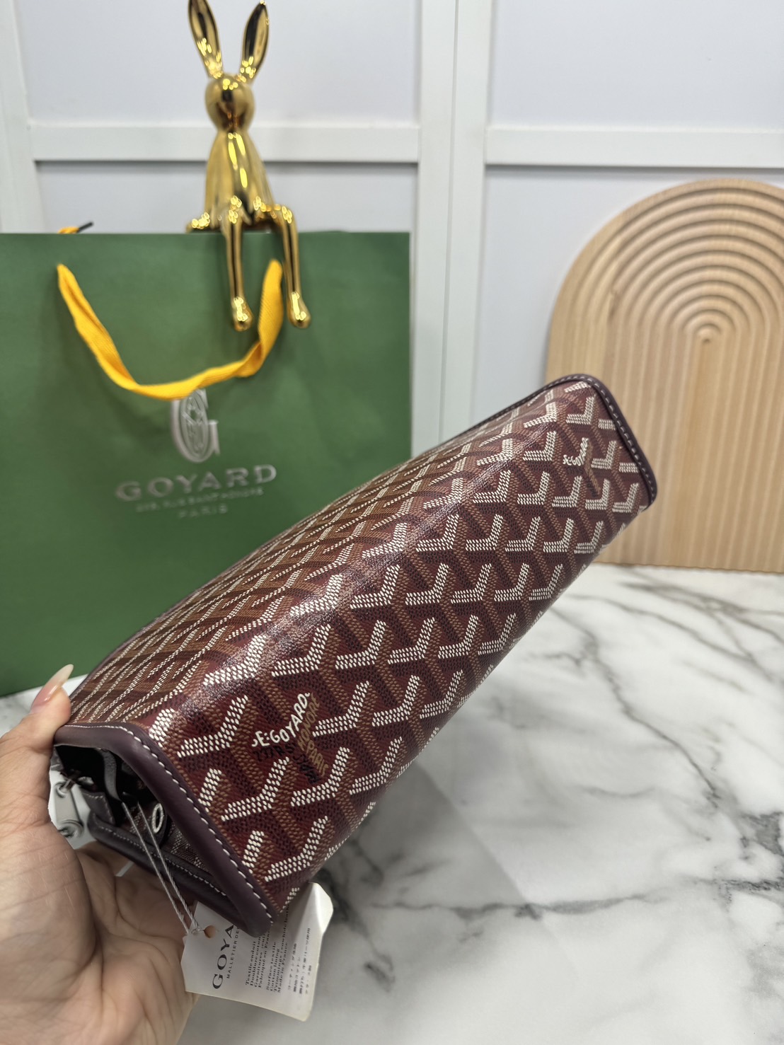 ORI หนังแท้ | Goyard Jouvence MM Toiletry Bag / Goyard Clutch bag กระเป๋าทรงคลัชกะทัดรัด เหมาะสำหรับการเก็บของในแนวตั้งและป้องกันการหกหรือรั่วไหล แคนวาสทำความสะอาดง่าย
