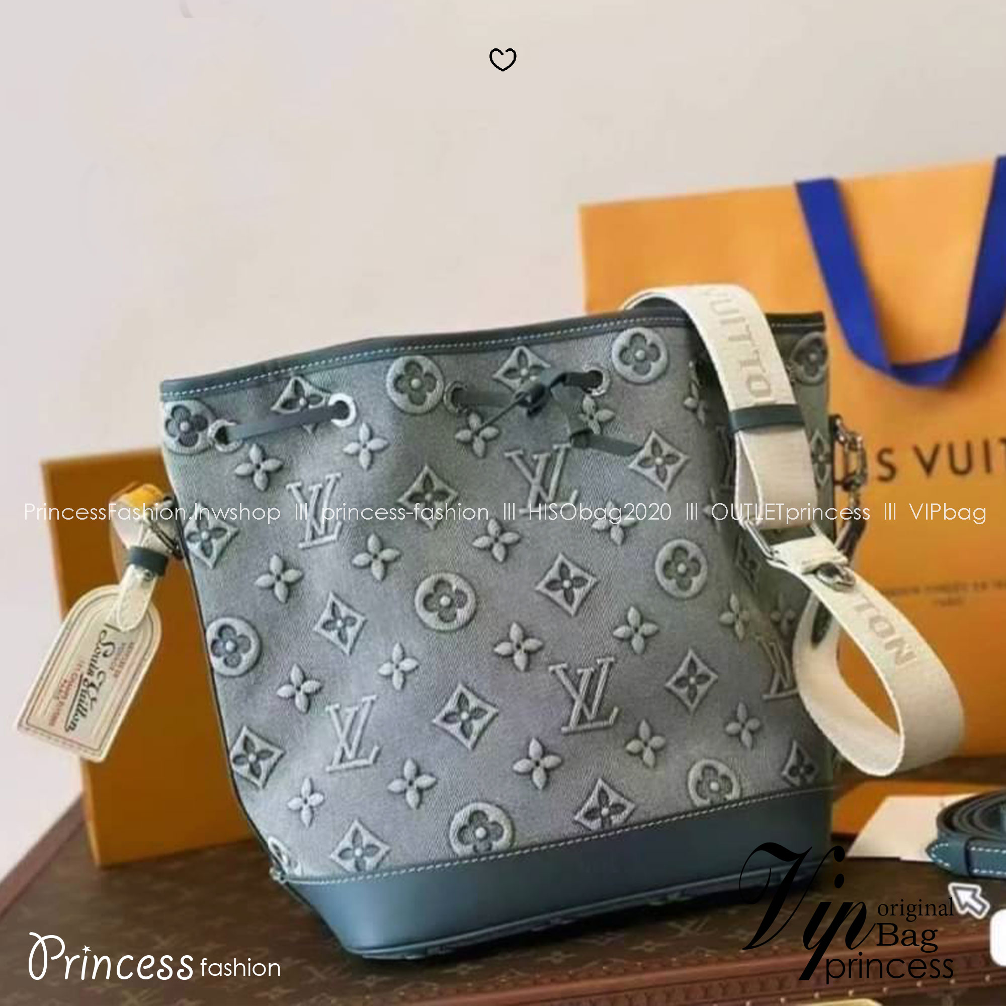 LV Nano Noé Denim Vintage Bag / LV Bucket Bag กระเป๋าทรงบัคเก็ตเดนิมสไตล์วินเทจ รุ่นใหม่ปั้มลายโมโนแกรมบนเดนิมสุดไอคอนิก ที่ใครเห็นต้องเป็นคลั่งรัก ผู้ดี หรูหราได้ทุกลุค ทุกสไตล์