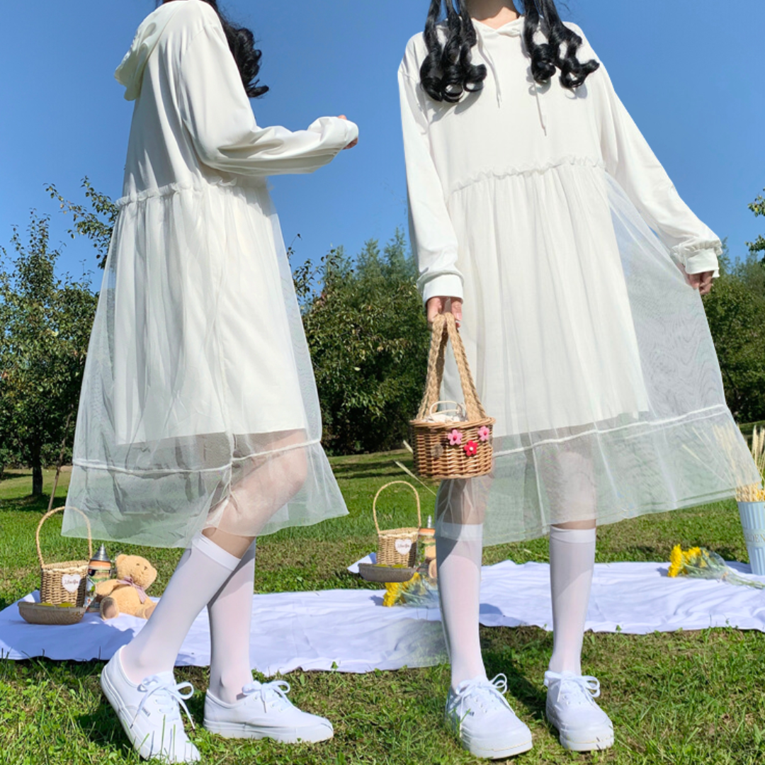 พร้อมส่ง 2 สี✨ Avery dress เดรสแขนยาวคอกลมแต่งผ้าแก้วข้างนอก (IN31816)