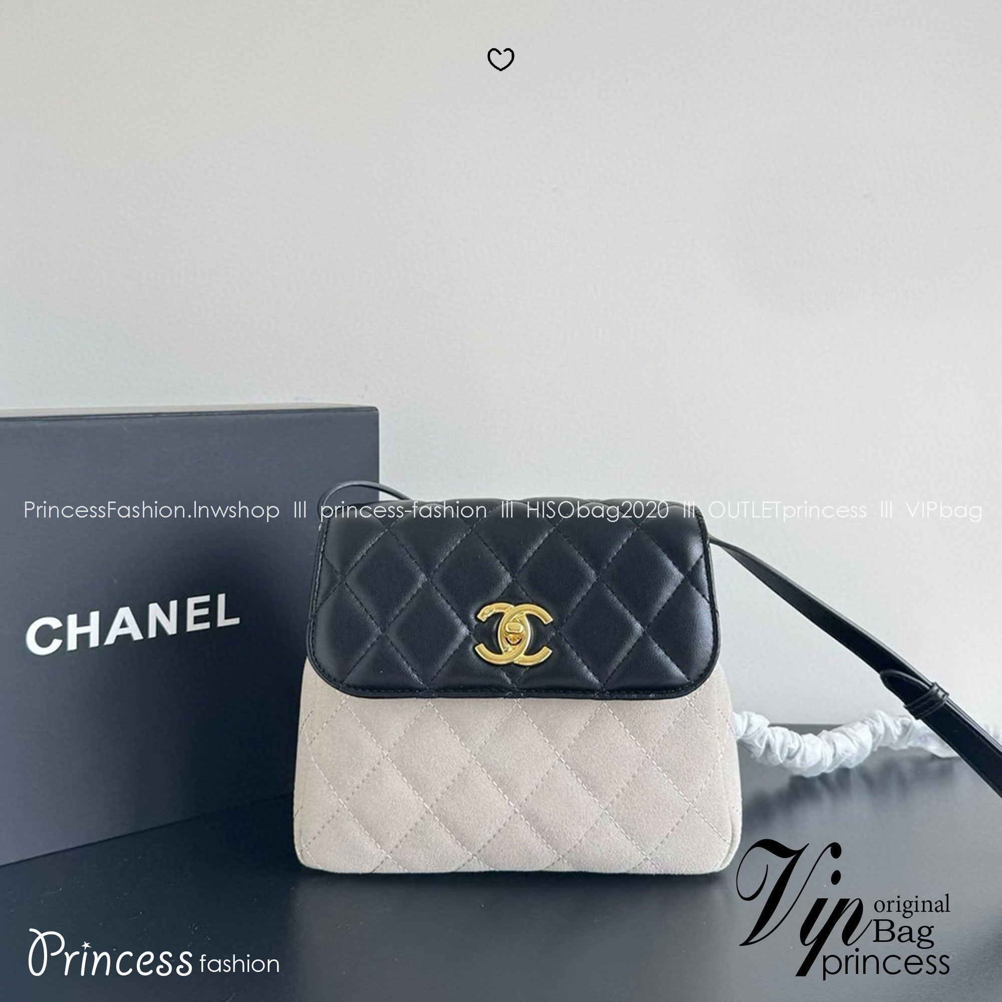 Chanel 25a Suede Mini Crossbody Bag กระเป๋าสะพายคลาสสิก ดีไซน์ทูโทนสุดไอคอนิก ฝาพับหนังตัวกระเป๋าหนังกลับสวยหรูลงตัว ไซส์มินิน่ารักน่าใช้