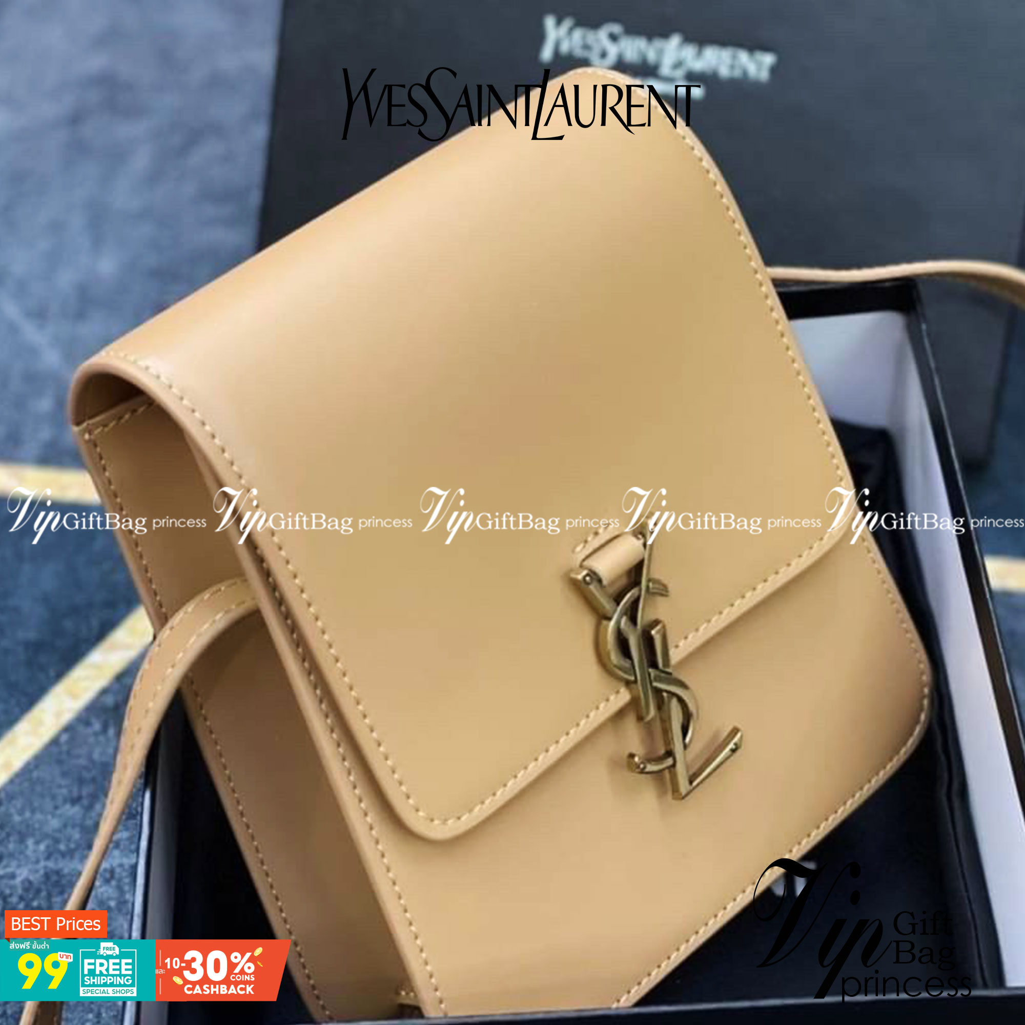 หนังแท้ YSL Yves Saint Laurent small leather shoulder bag กระเป๋าสะพายทรงเหลี่ยมแนวตั้งดีไซน์สวยหรูอยู่ทรงมีโลโก้แบรนด์ด้านหน้า อะไหล่ทองสวยหรู ภายในโล่งกว้าง สายสะพายหนังยาวปรับระดับได้ Rare items เด็ดๆแบบนี้ห้ามพลาด!