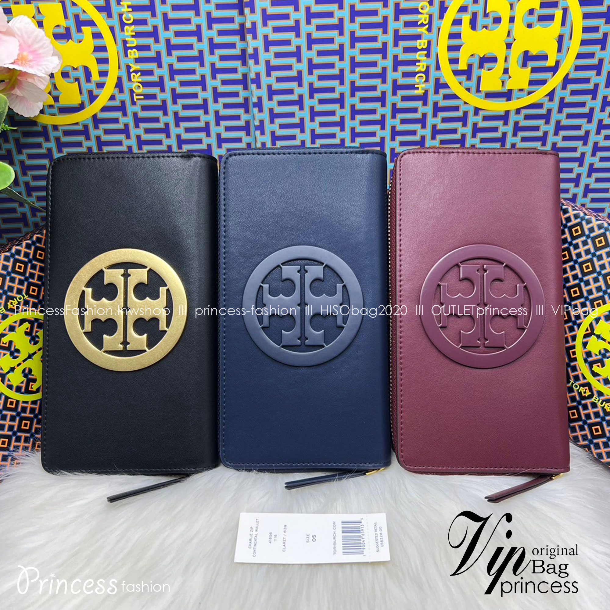 Tory Burch Charlie Zip Continental Wallet / Tory Wallet พร้อมส่ง กระเป๋าสตางค์ใบยาวสุดคลาสสิก ยังความเรียบหรูดูแพงด้วยโลโก้ด้านหน้า เป็นกระเป๋าสตางค์ทรงยาว ที่สามารถใส่บัตรได้หลายใบ