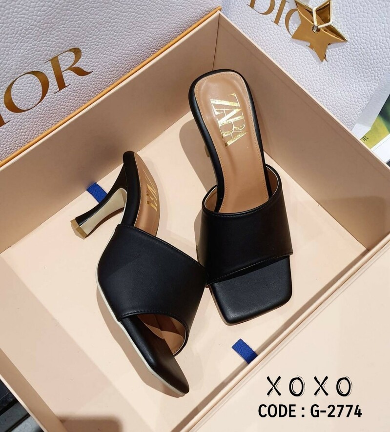 ZARA Mid Heel รองเท้าส้นกลาง 3.5 นิ้ว งานสวม ส้นเข็ม สวย เรียบหรู ใส่สบาย แมทส์ชุดง่าย น้ำหนักเบา วัสดุหนัง PU